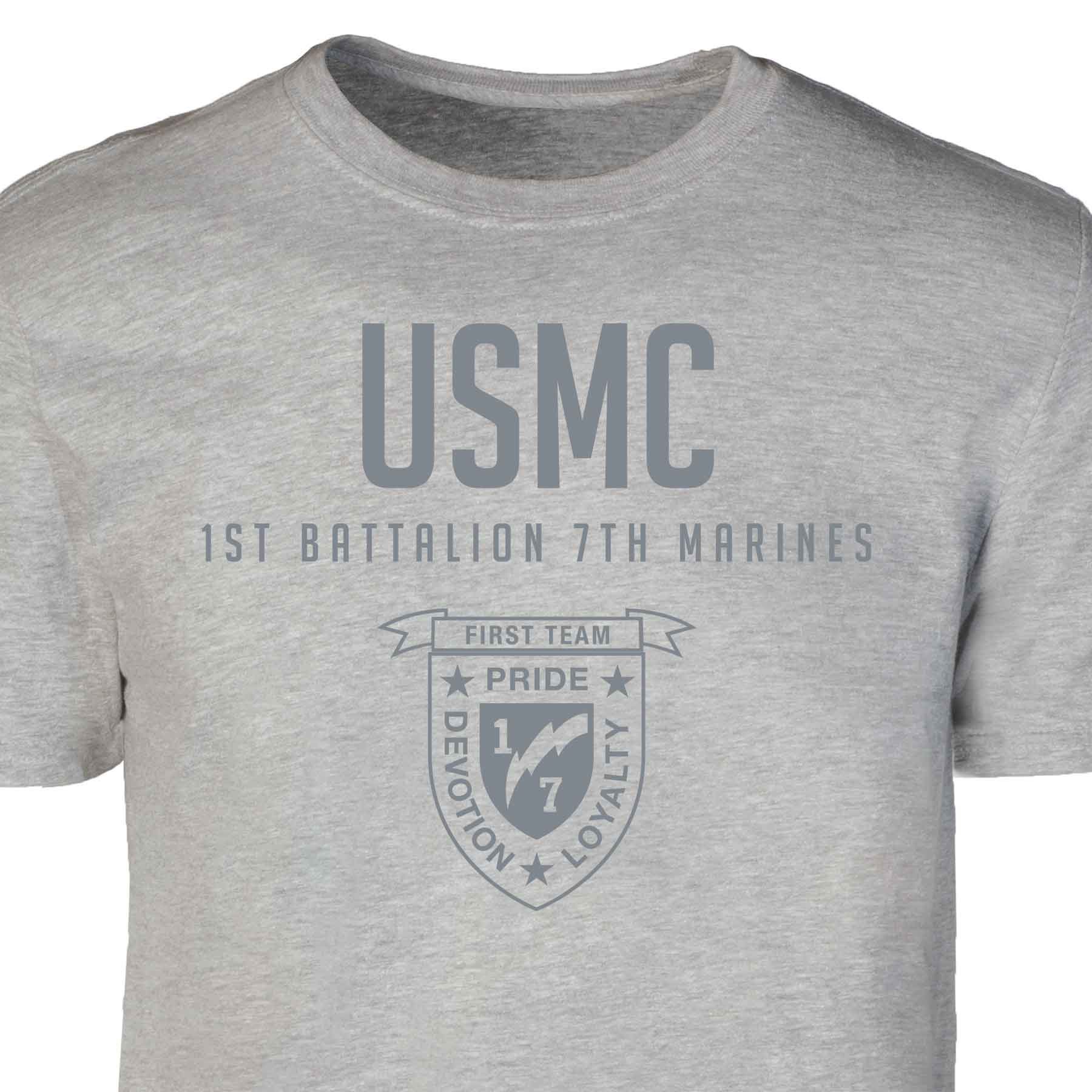 1st Battalion 7th Marines Tonal Patch Graphic T-shirt - Image 2