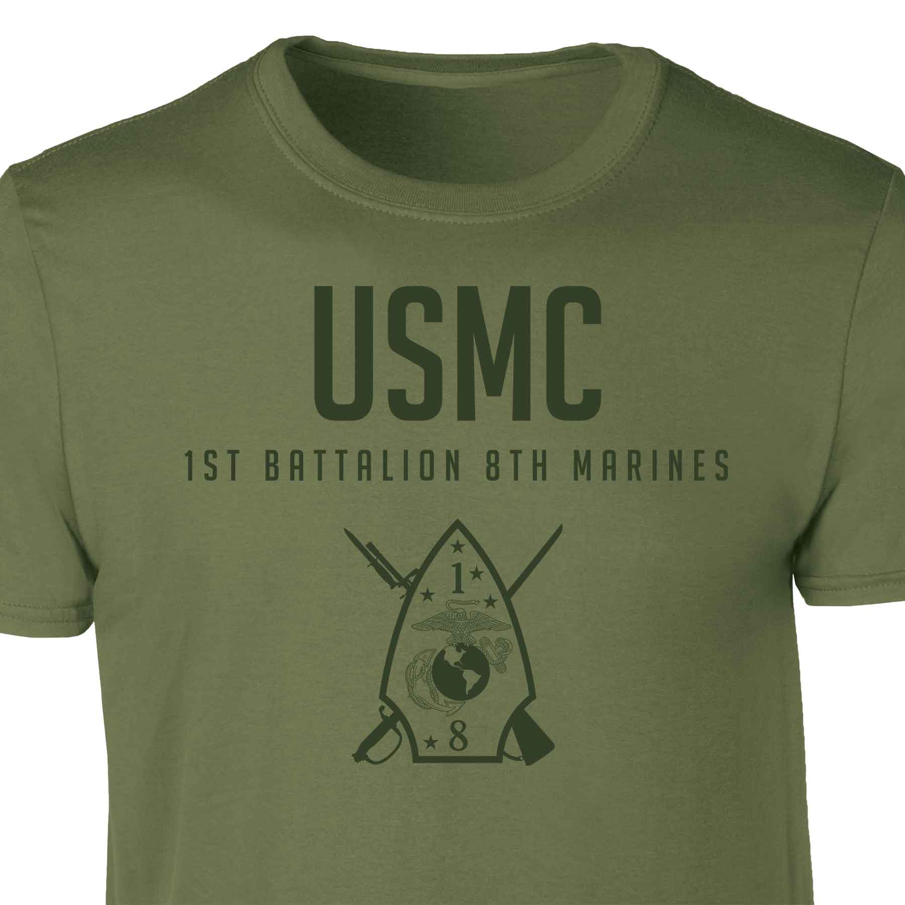 1st Battalion 8th Marines Tonal Patch Graphic T-shirt - Image 3