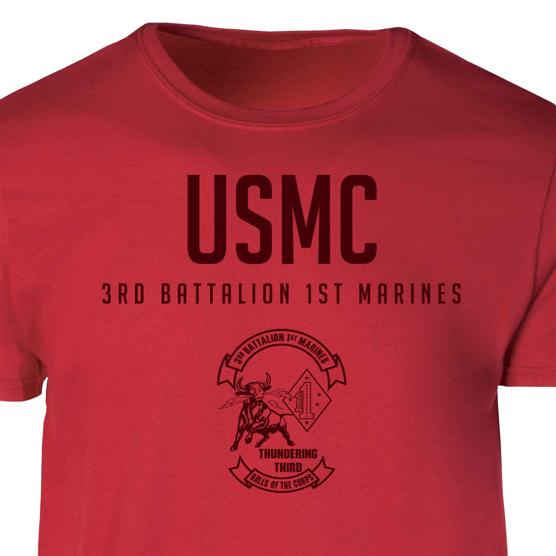 3rd Battalion 1st Marines Tonal Patch Graphic T-shirt - Image 2