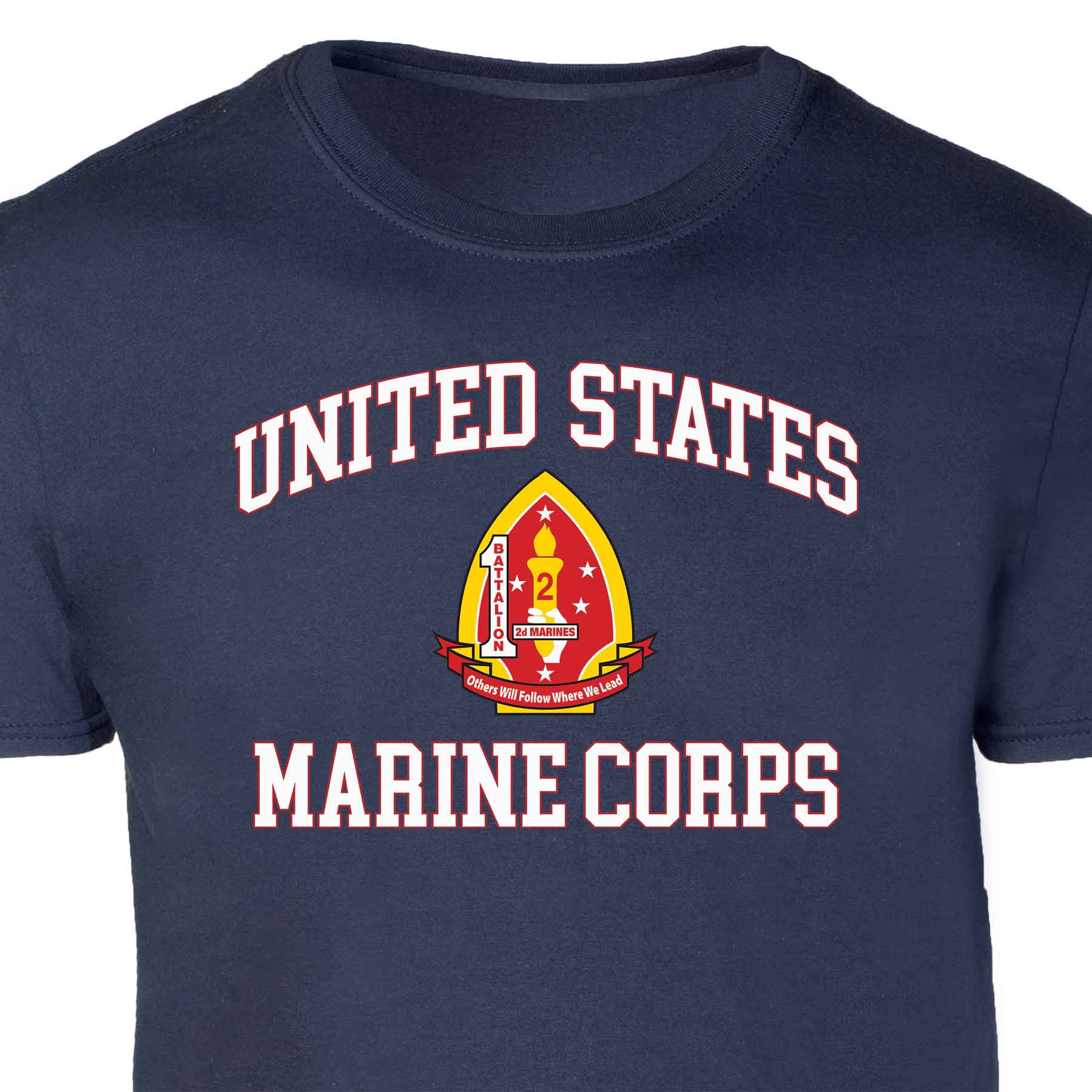 1st Battalion 2nd Marines USMC Patch Graphic T-shirt - Image 4
