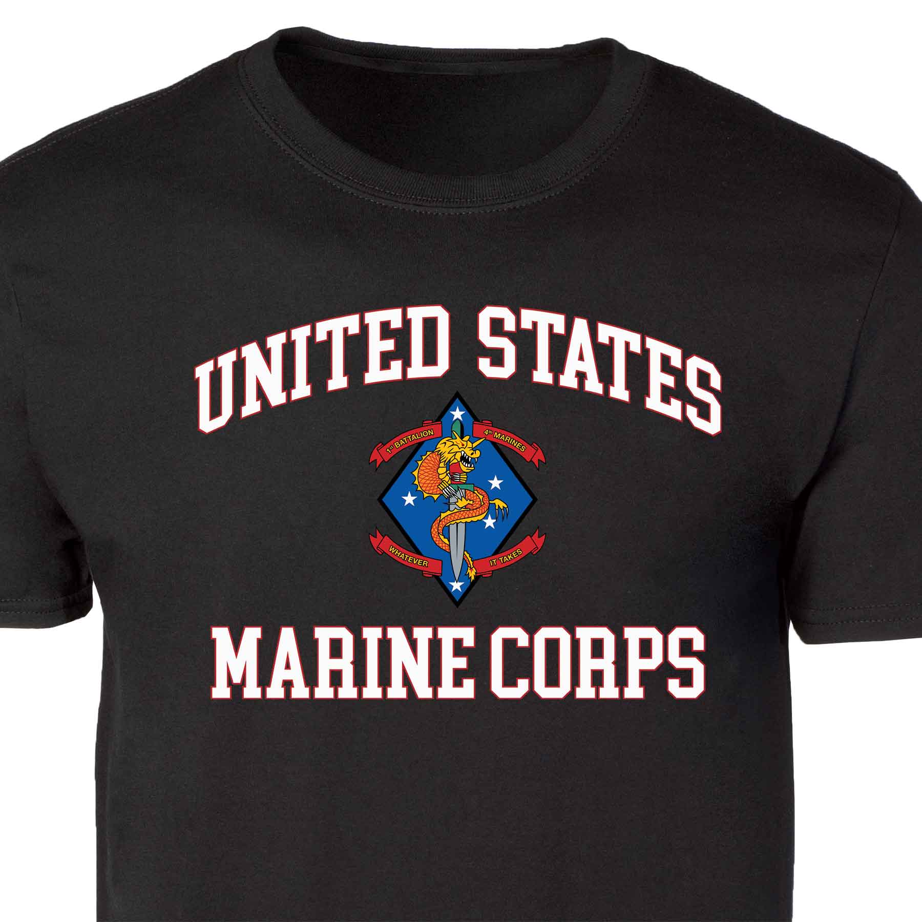 1st Battalion 4th Marines USMC Patch Graphic T-shirt - Image 5
