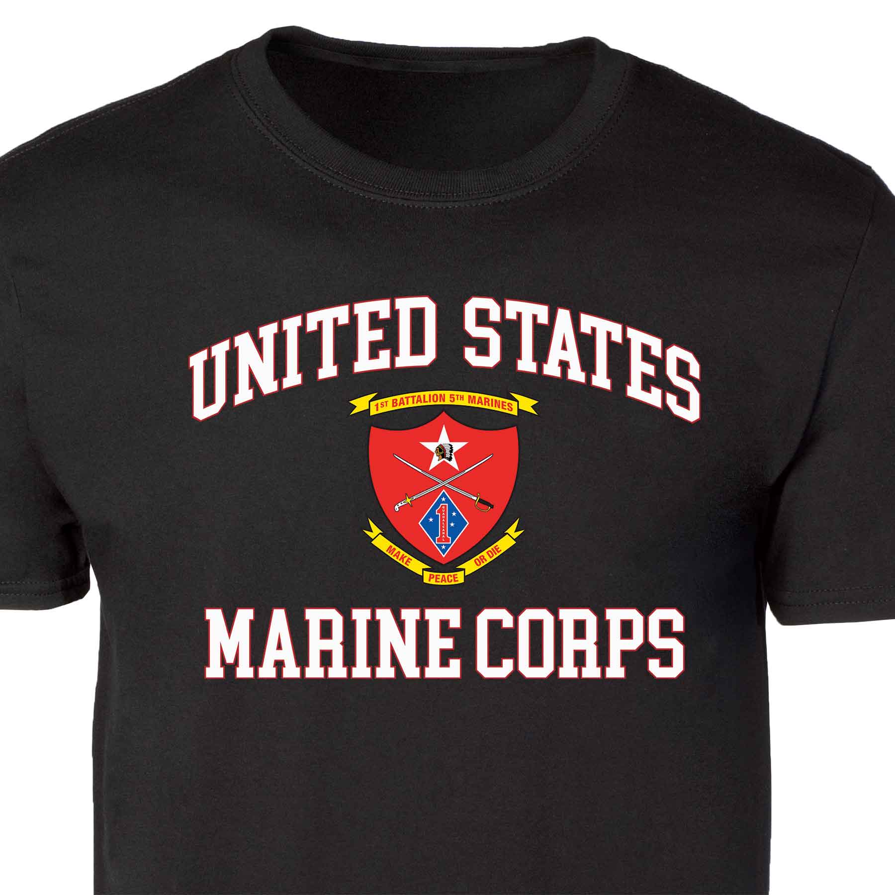 1st Battalion 5th Marines USMC  Patch Graphic T-shirt - Image 5