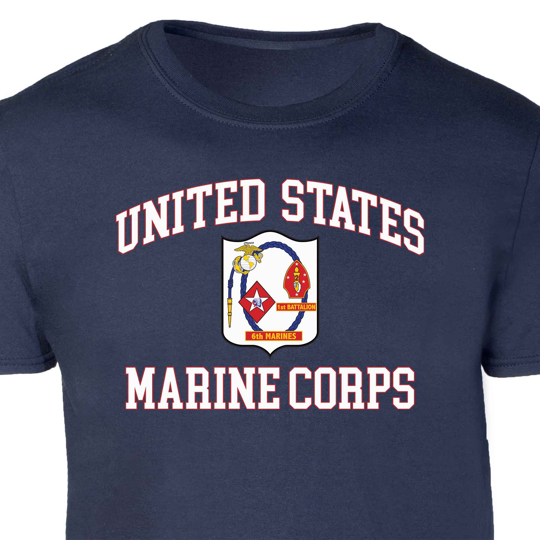 1st Battalion 6th Marines USMC Patch Graphic T-shirt - Image 2