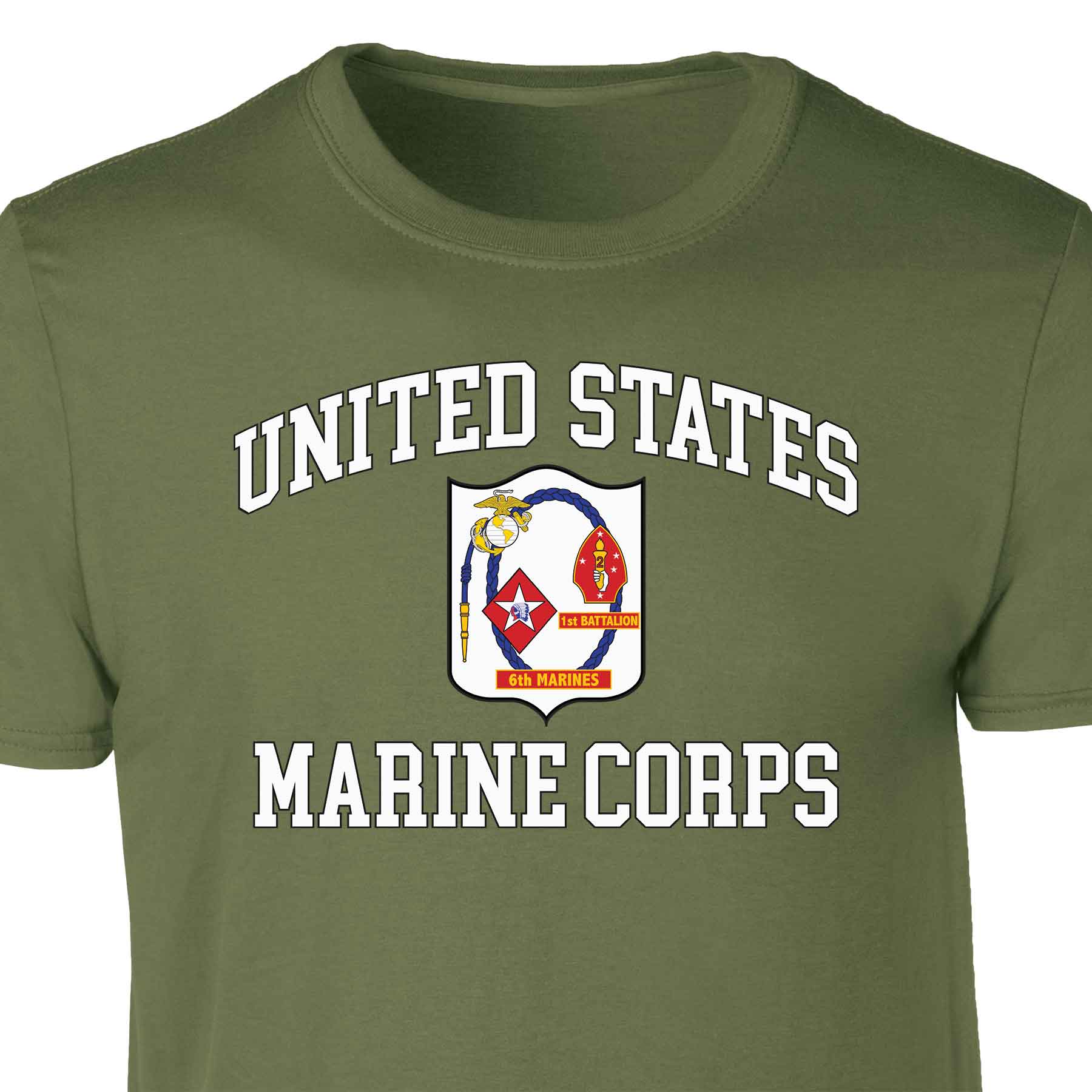 1st Battalion 6th Marines USMC Patch Graphic T-shirt - Image 3