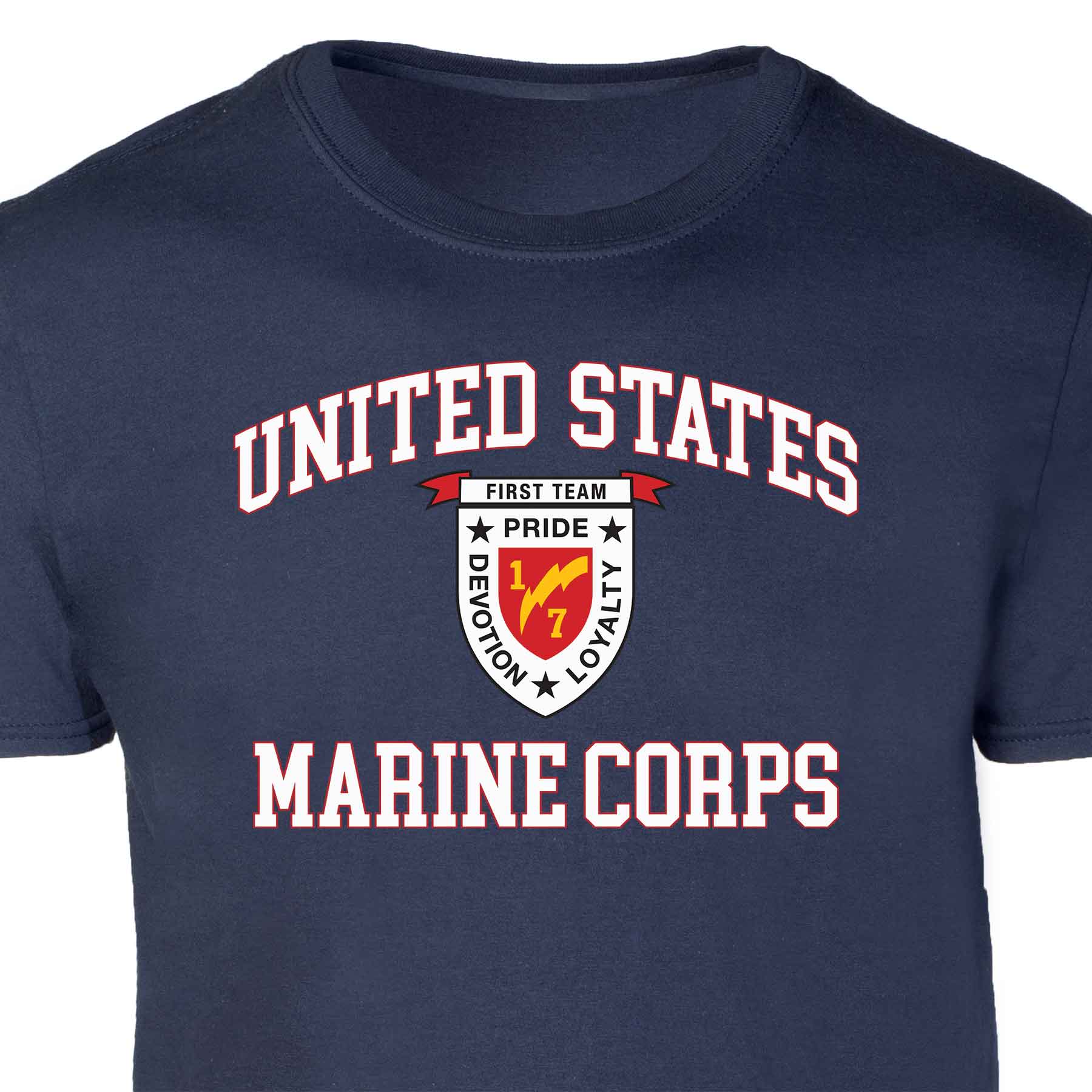 1st Battalion 7th Marines USMC Patch Graphic T-shirt - Image 2