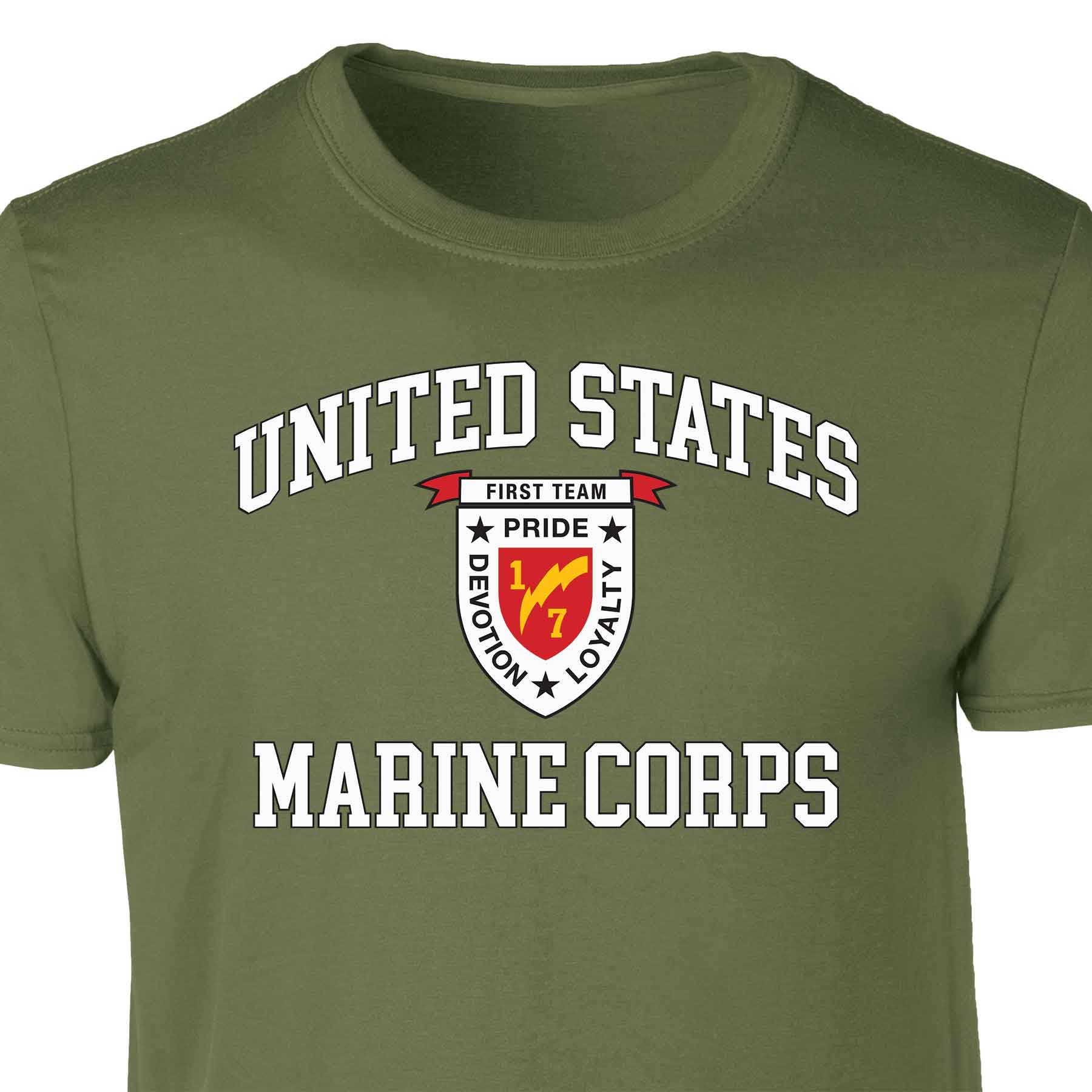 1st Battalion 7th Marines USMC Patch Graphic T-shirt - Image 3