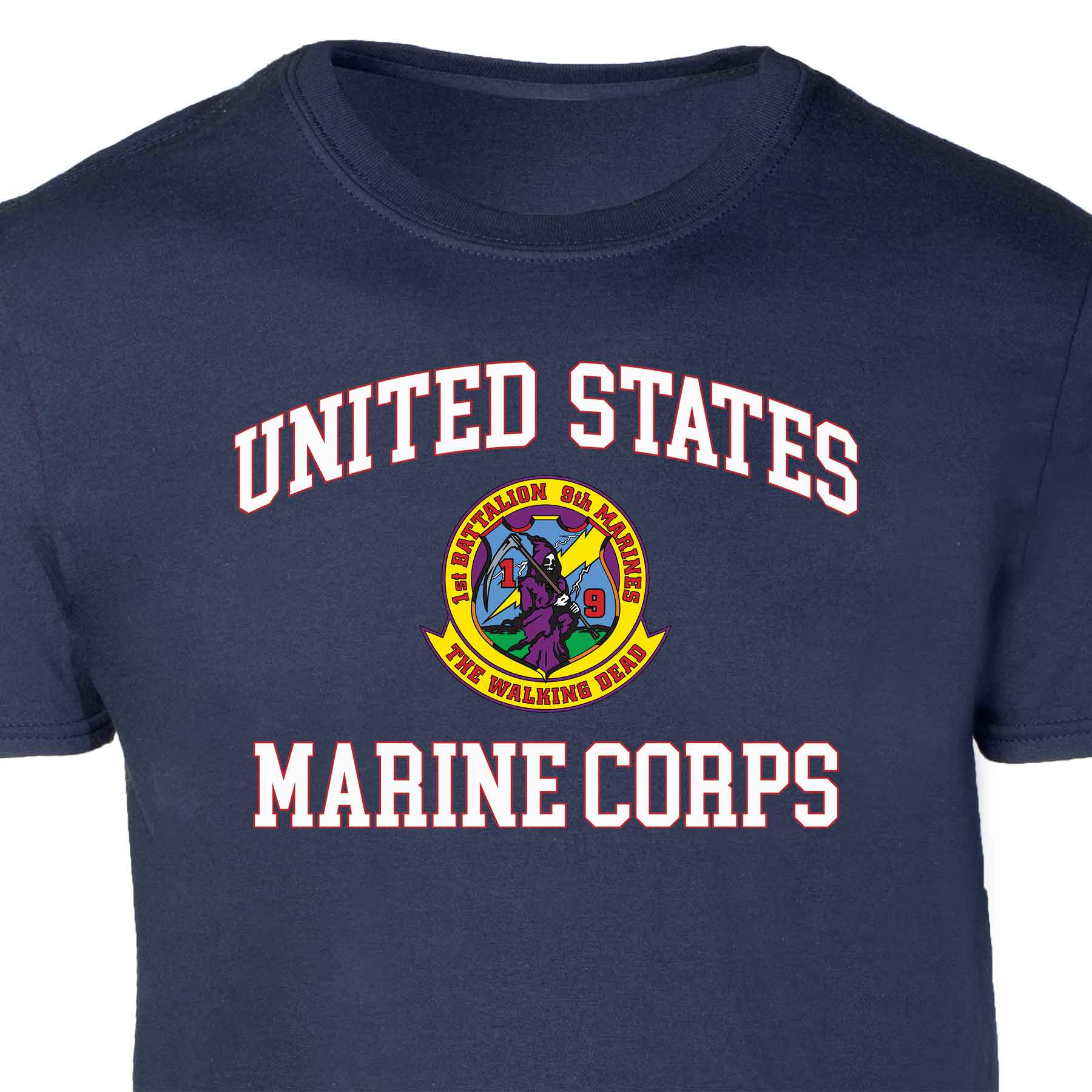 1st Battalion 9th Marines USMC Patch Graphic T-shirt - Image 2