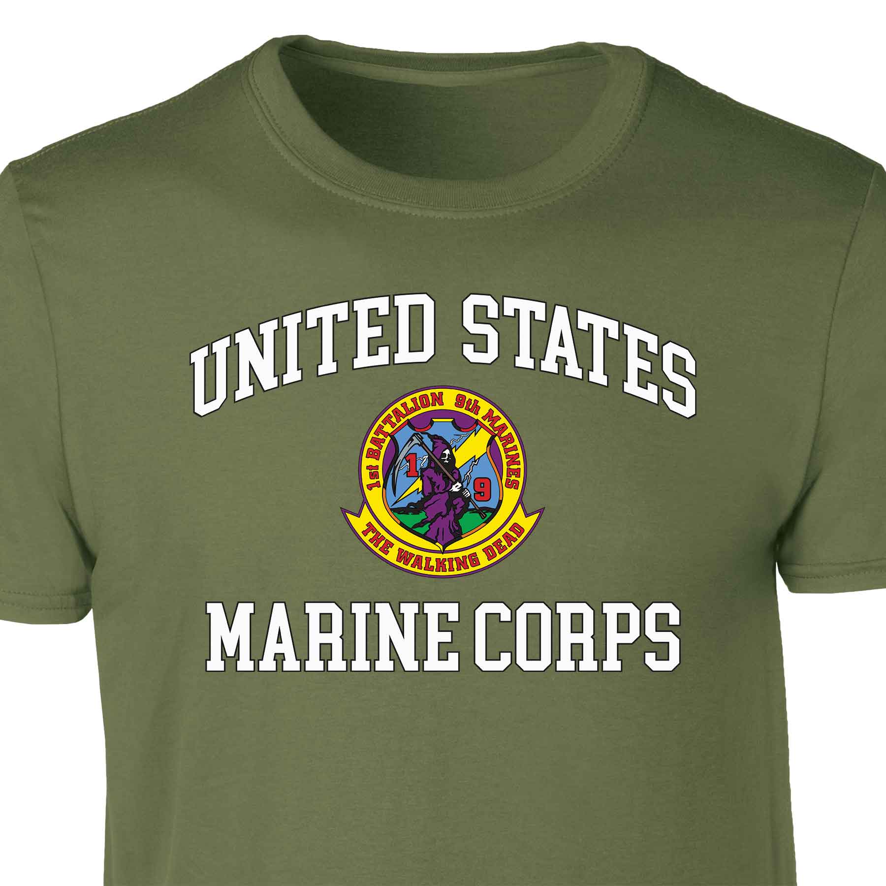 1st Battalion 9th Marines USMC Patch Graphic T-shirt - Image 3