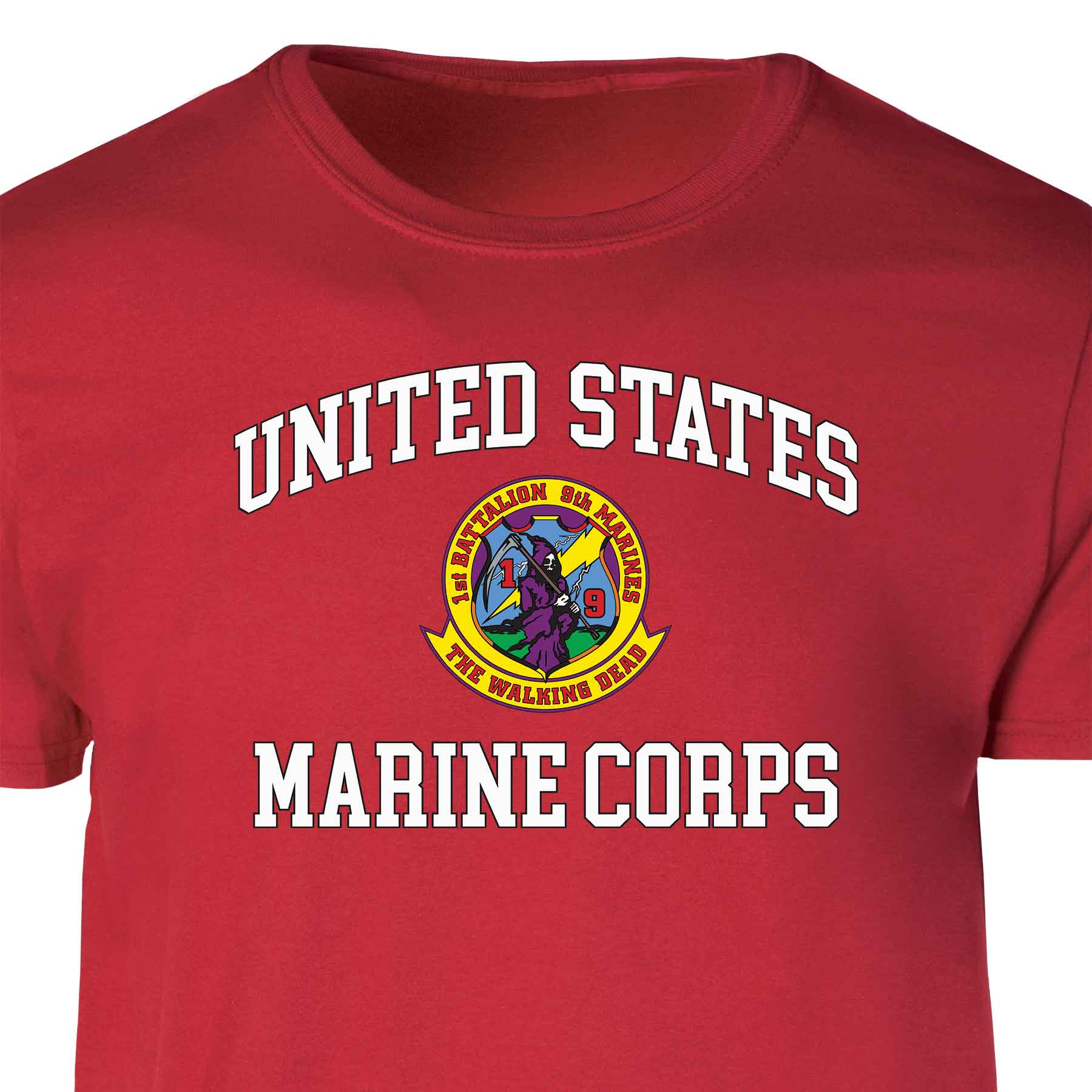 1st Battalion 9th Marines USMC Patch Graphic T-shirt - Image 4