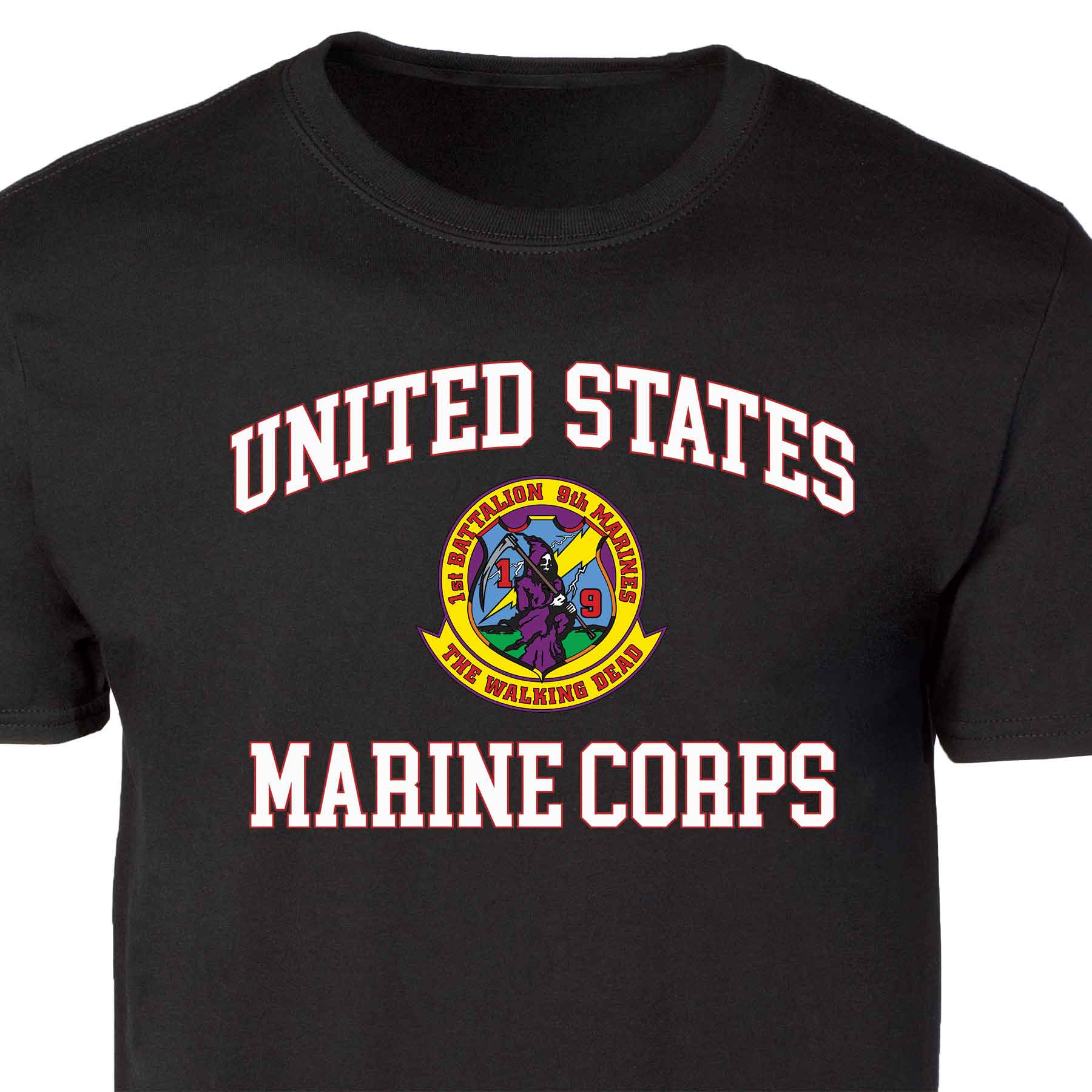 1st Battalion 9th Marines USMC Patch Graphic T-shirt - Image 5