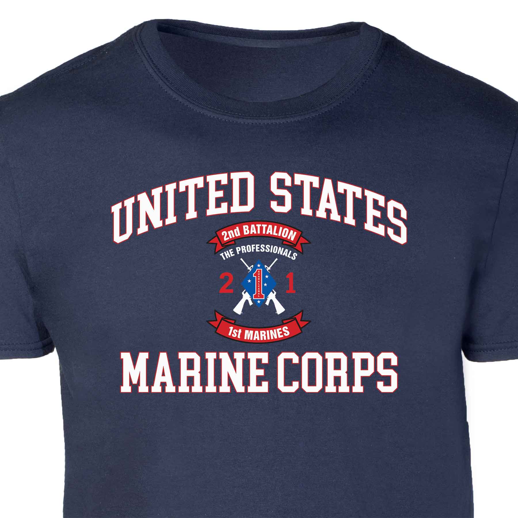 2nd Battalion 1st Marines USMC Patch Graphic T-shirt - Image 2
