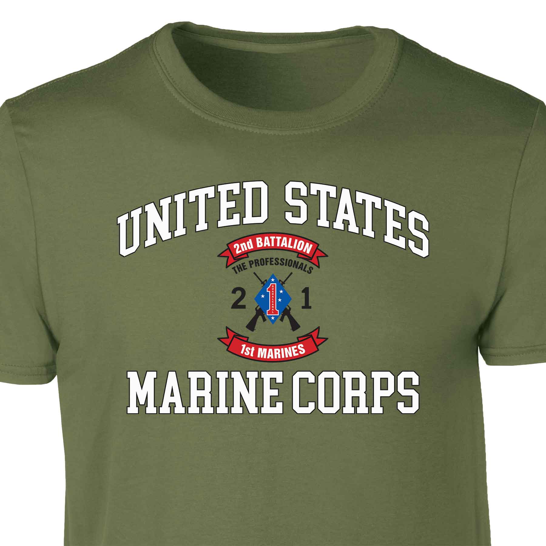 2nd Battalion 1st Marines USMC Patch Graphic T-shirt - Image 3