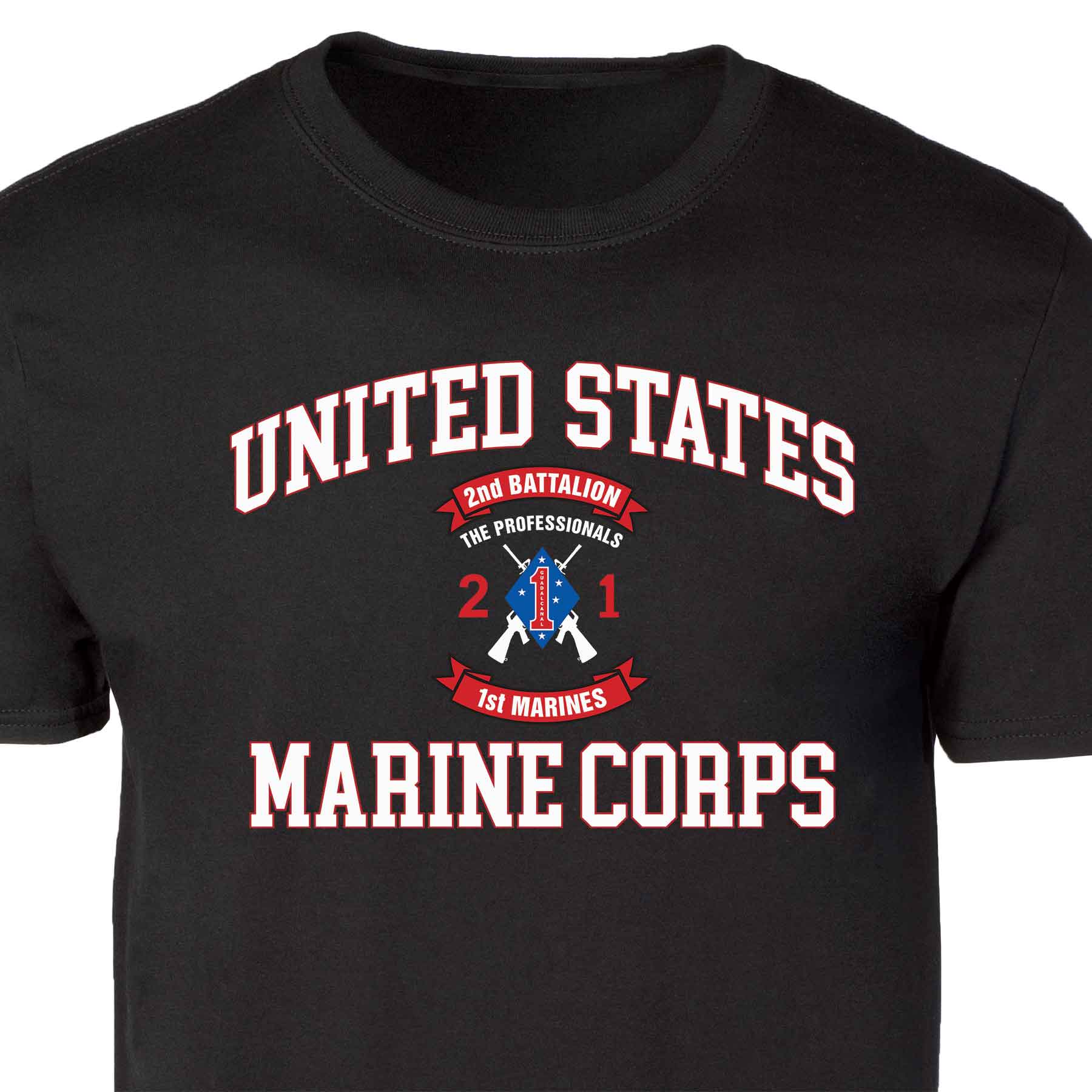 2nd Battalion 1st Marines USMC Patch Graphic T-shirt - Image 5