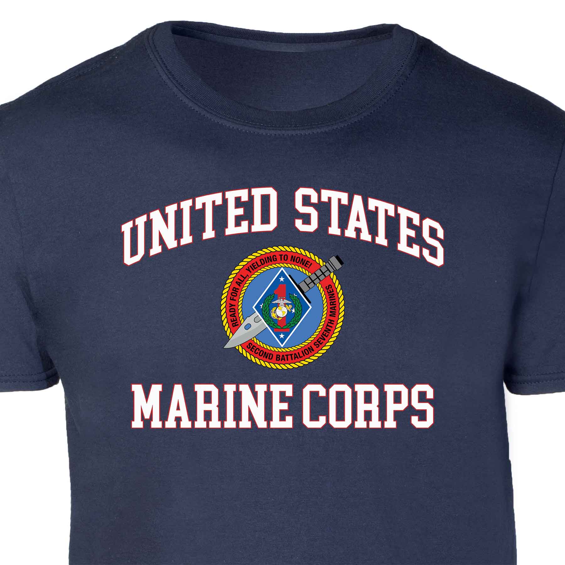 2nd Battalion 7th Marines USMC Patch Graphic T-shirt - Image 2