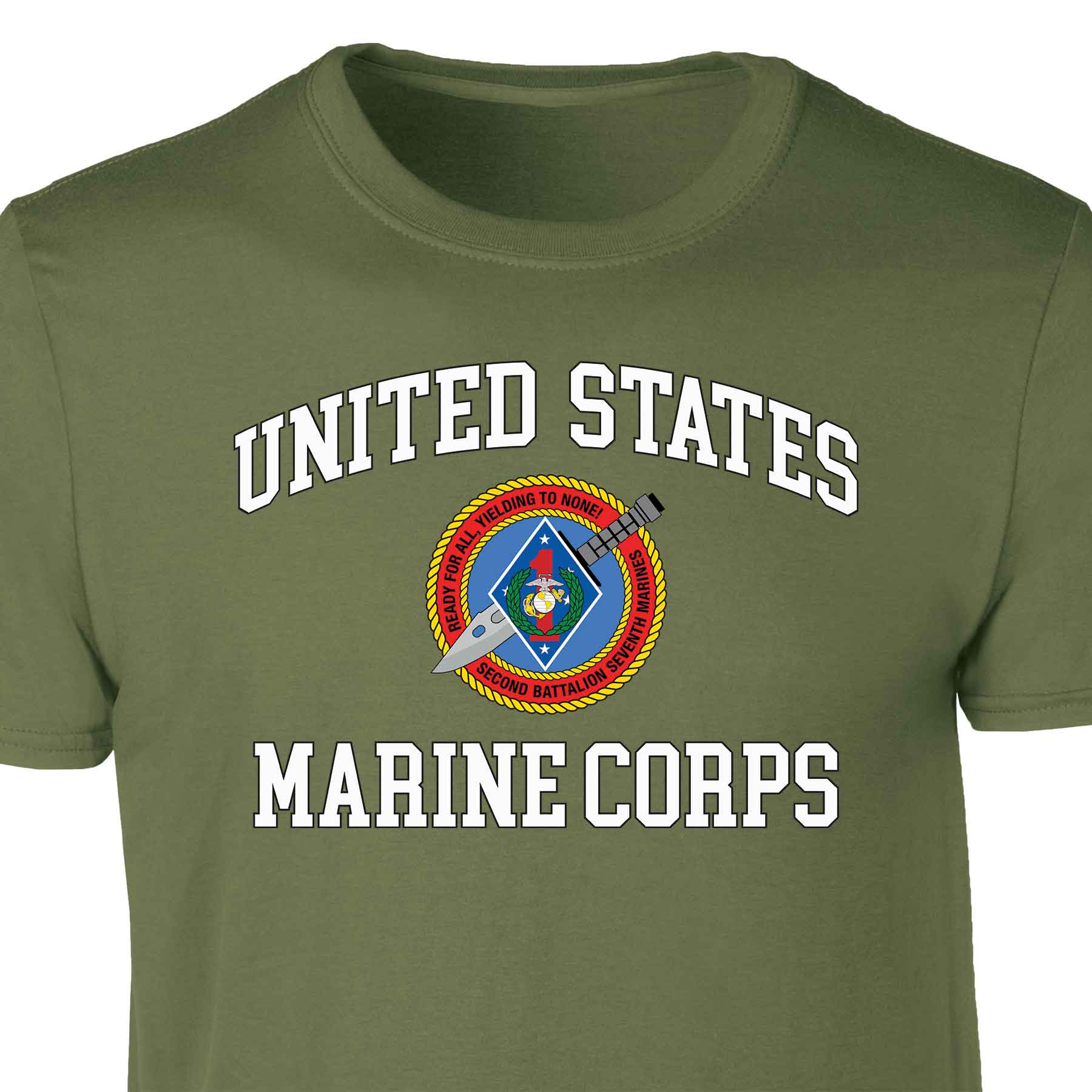 2nd Battalion 7th Marines USMC Patch Graphic T-shirt - Image 3