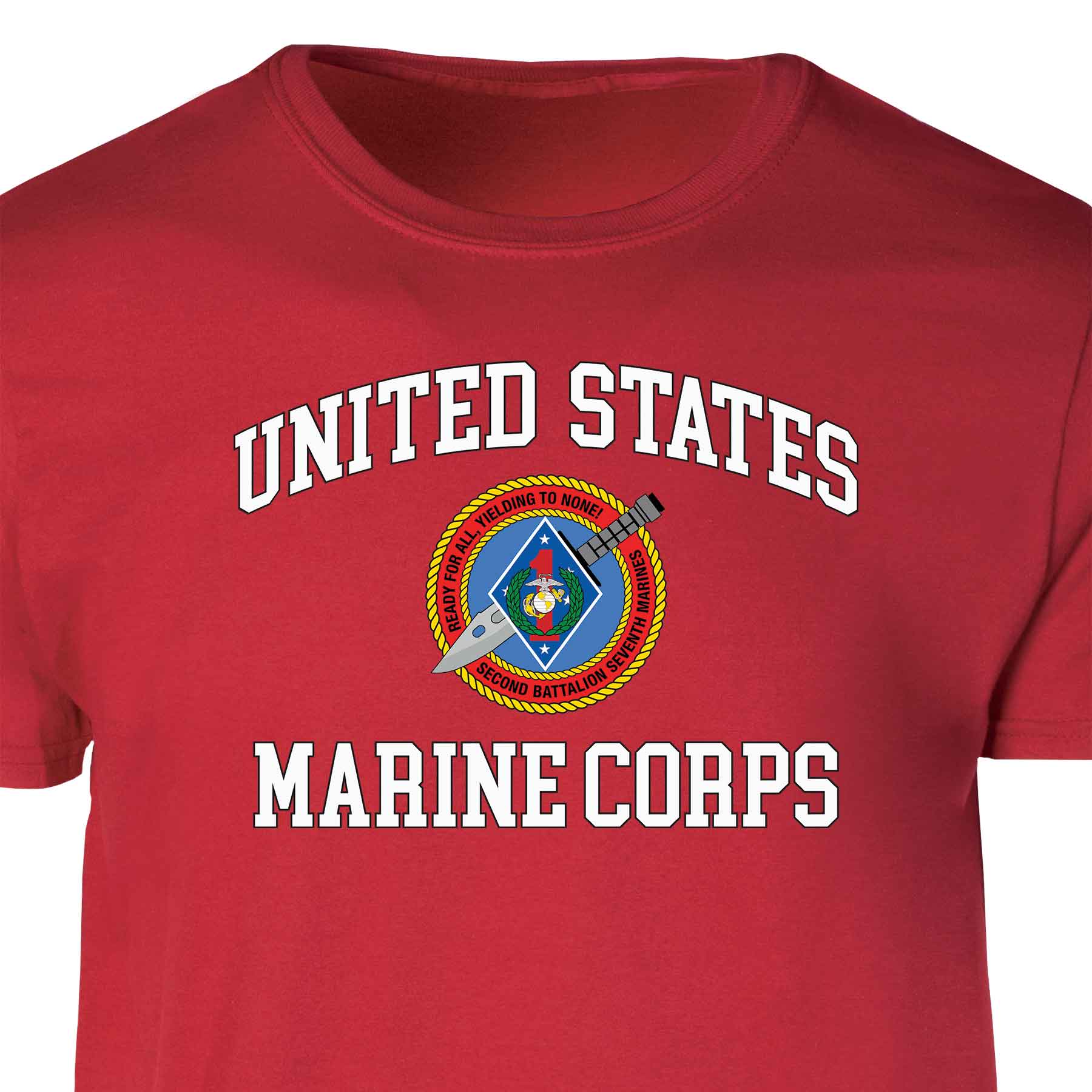 2nd Battalion 7th Marines USMC Patch Graphic T-shirt - Image 4