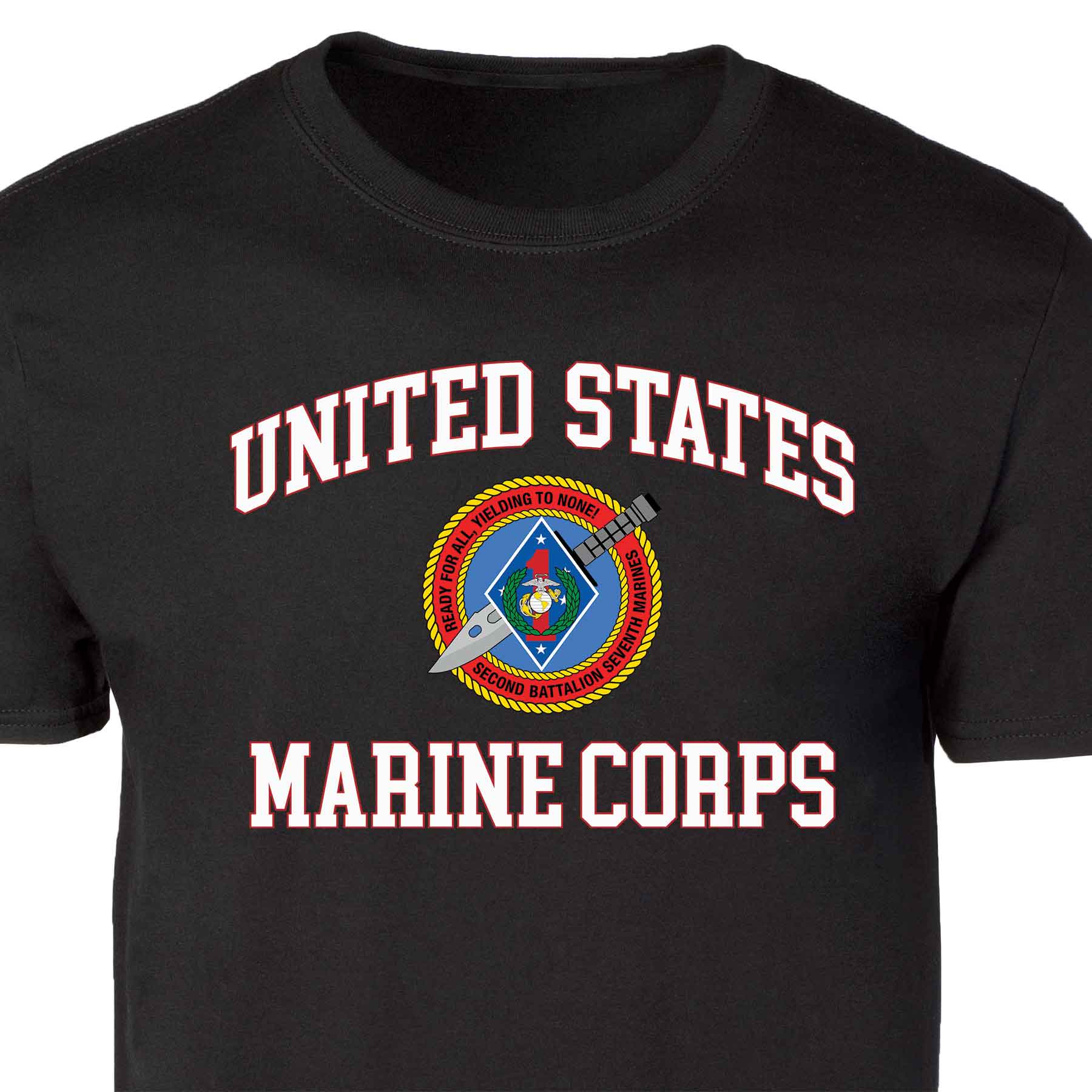 2nd Battalion 7th Marines USMC Patch Graphic T-shirt - Image 5