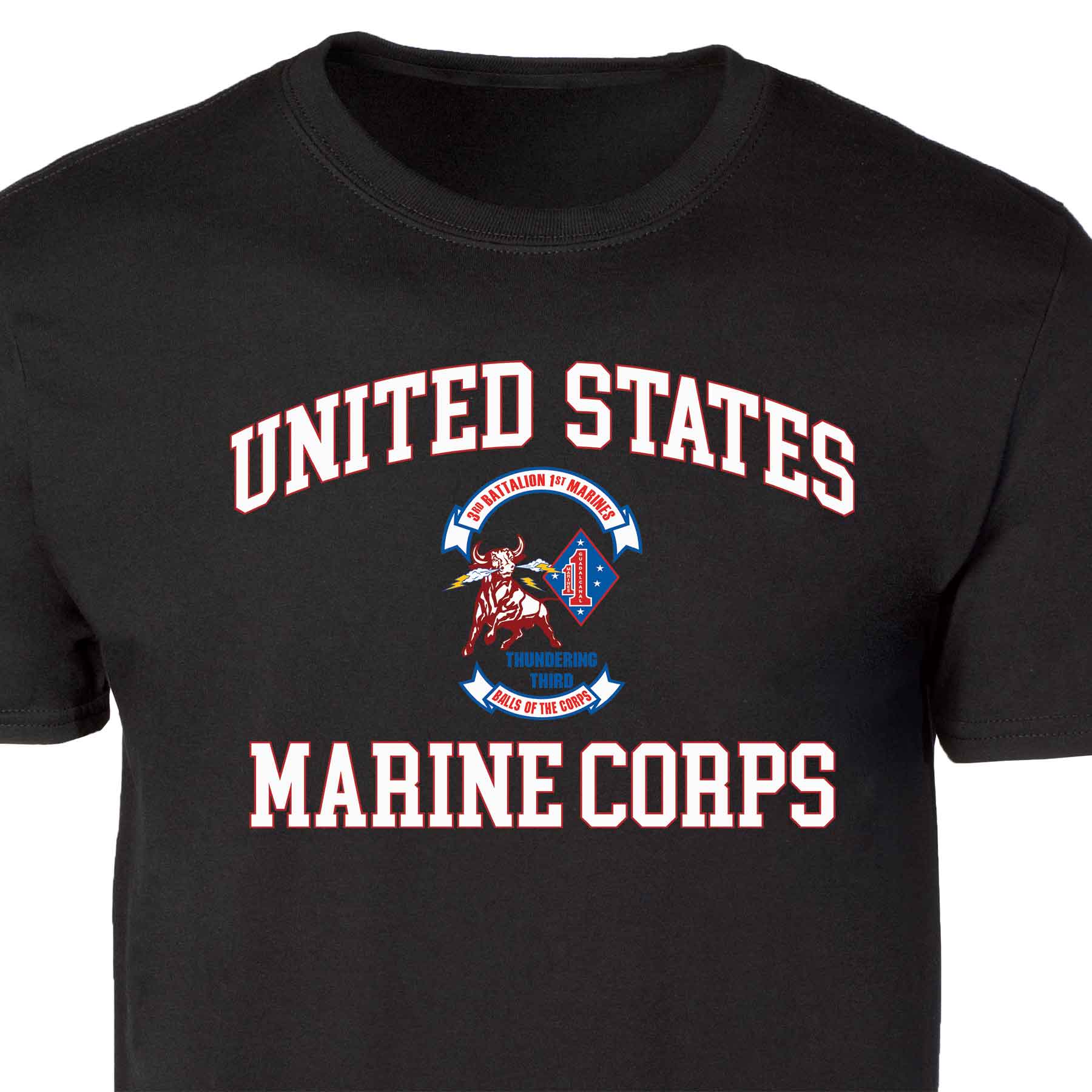 3rd Battalion 1st Marines USMC Patch Graphic T-shirt - Image 5
