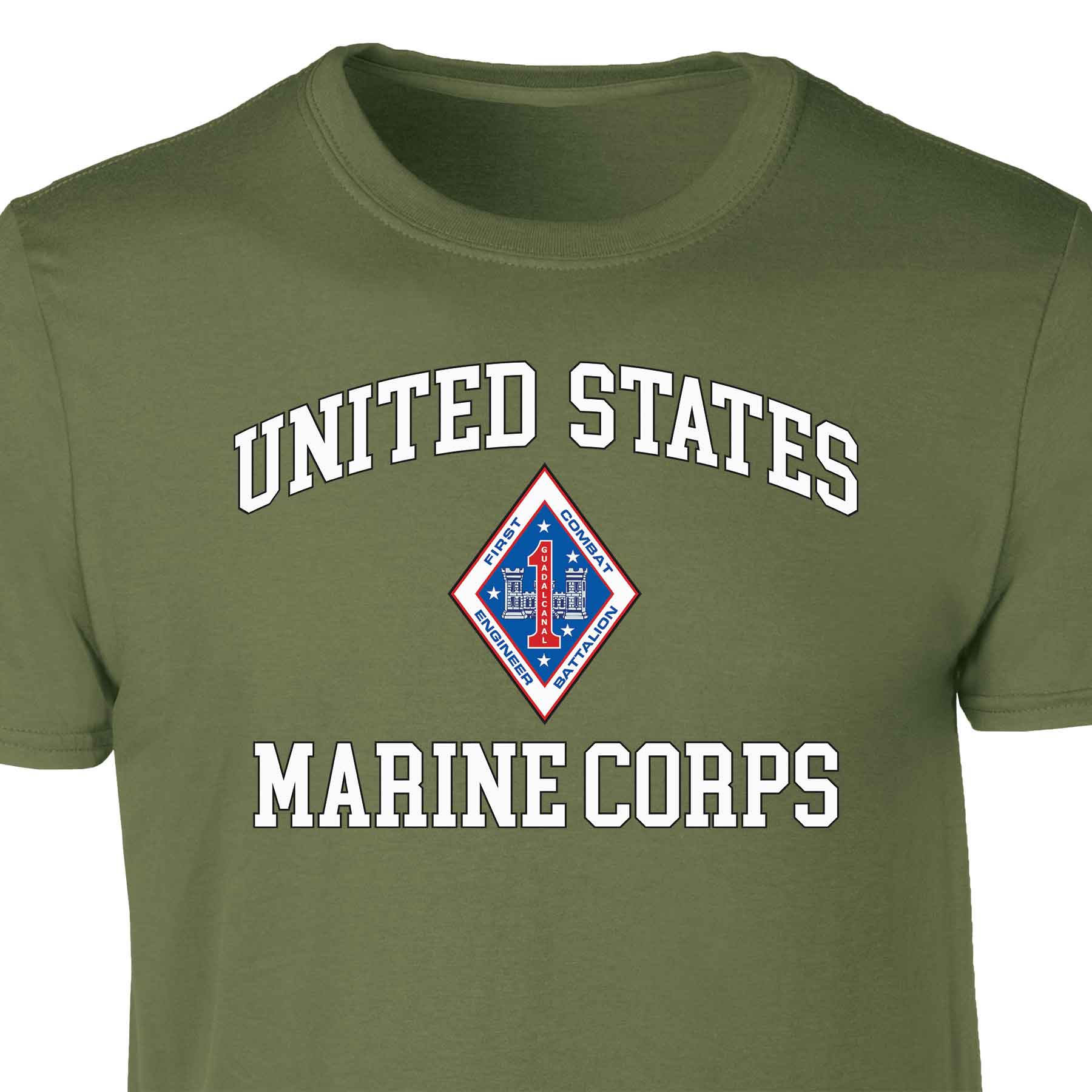 1st Combat Engineer Battalion USMC  Patch Graphic T-shirt - Image 3