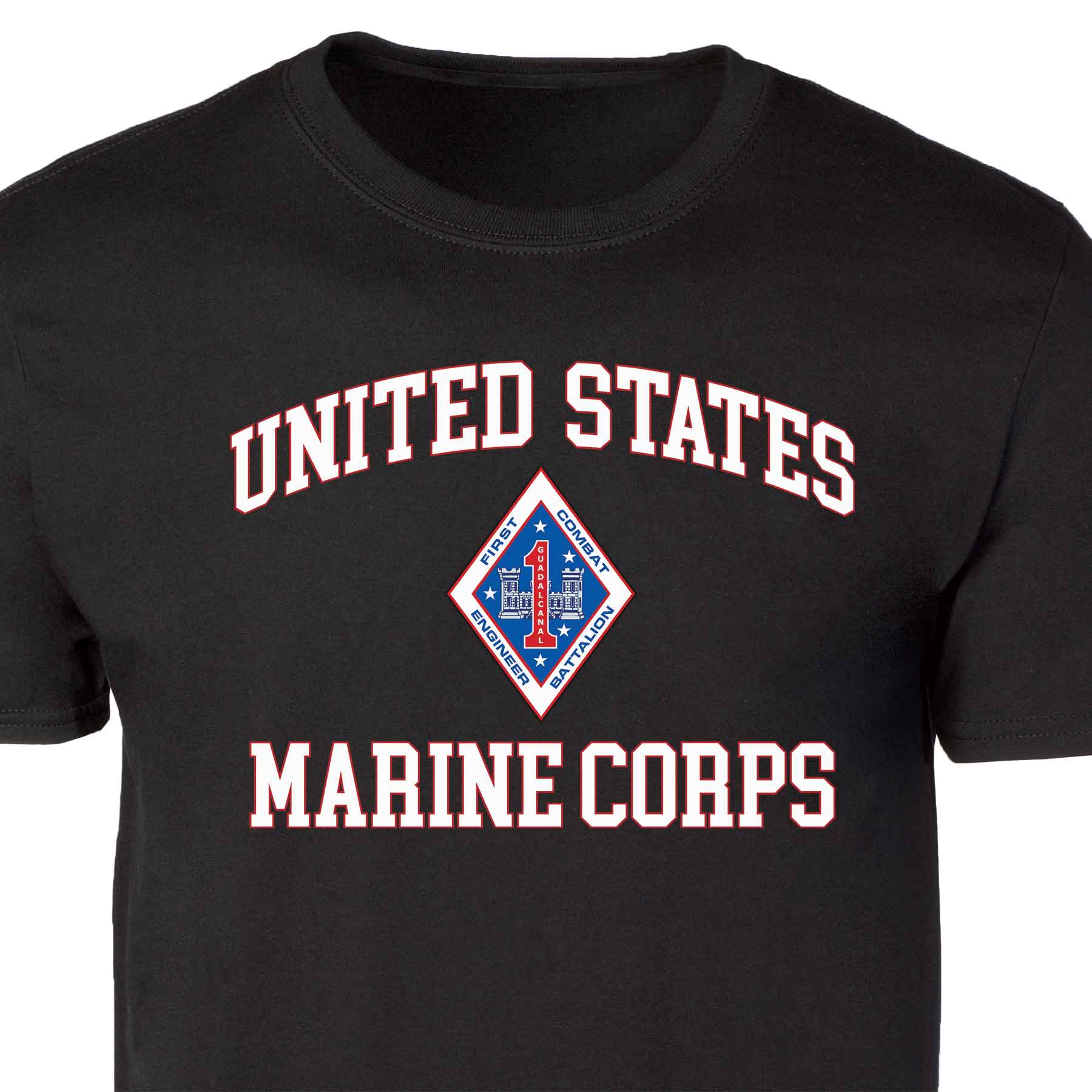 1st Combat Engineer Battalion USMC  Patch Graphic T-shirt - Image 5