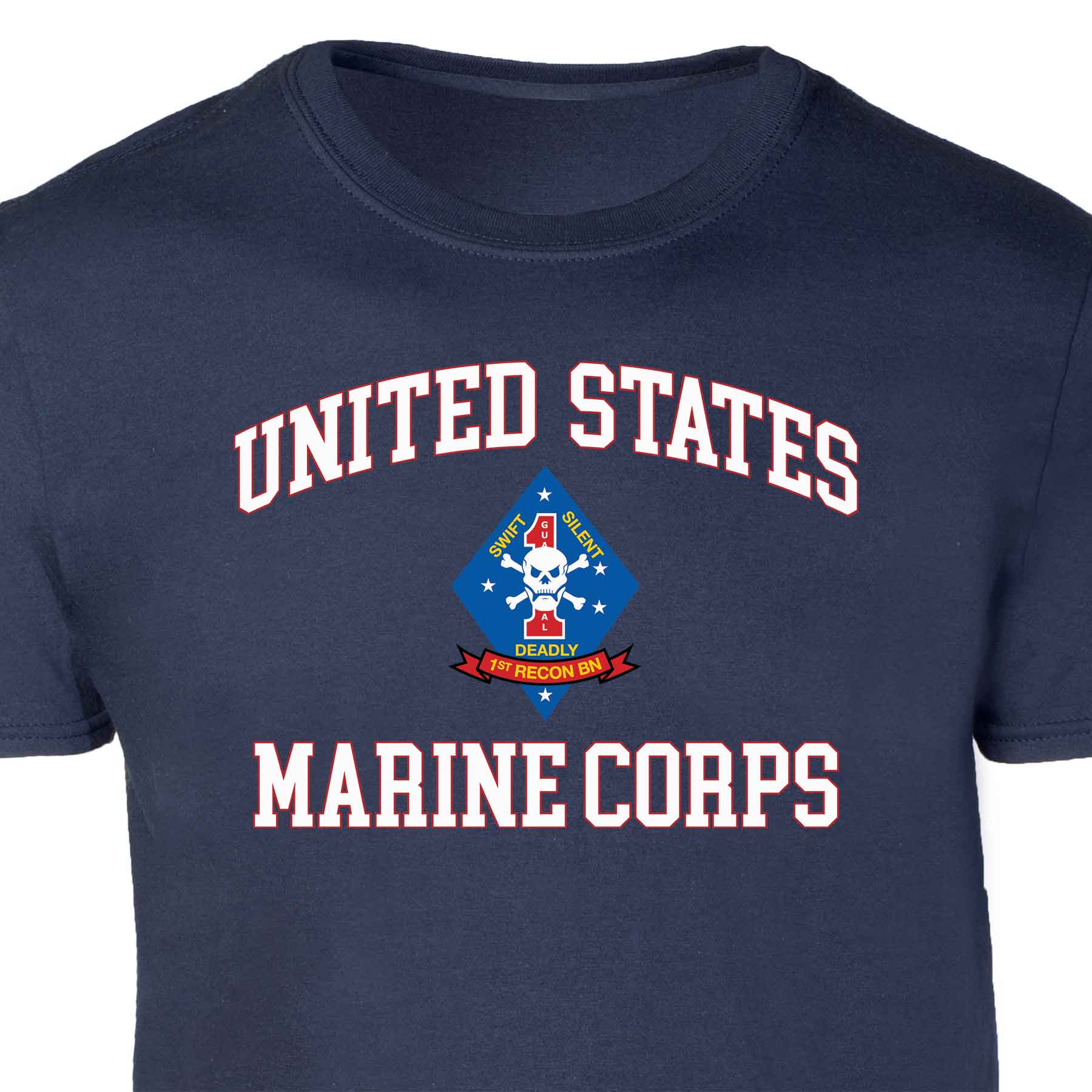 1st Recon Battalion USMC Patch Graphic T-shirt - Image 2