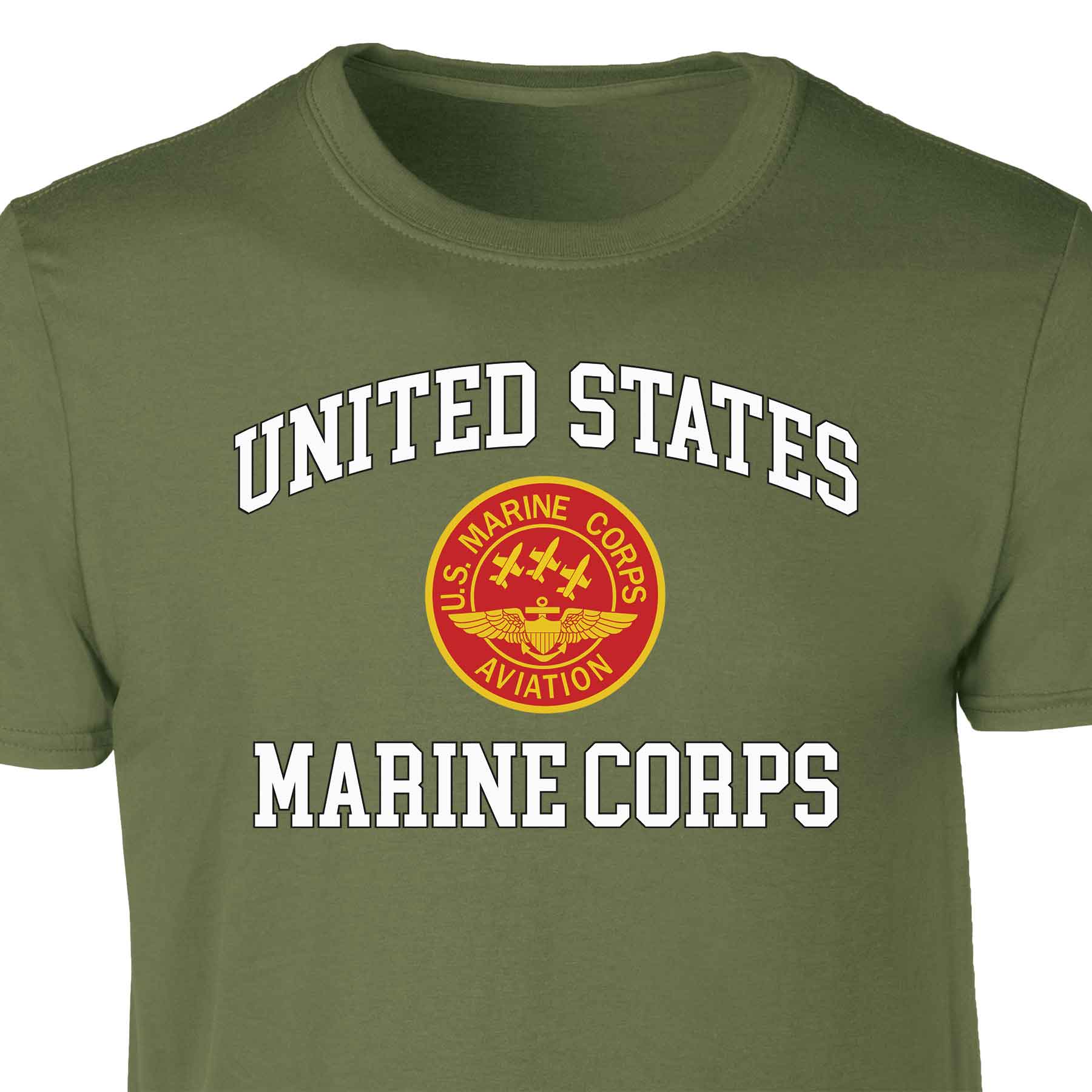 Red Marine Corps Aviation USMC Patch Graphic T-shirt - Image 3