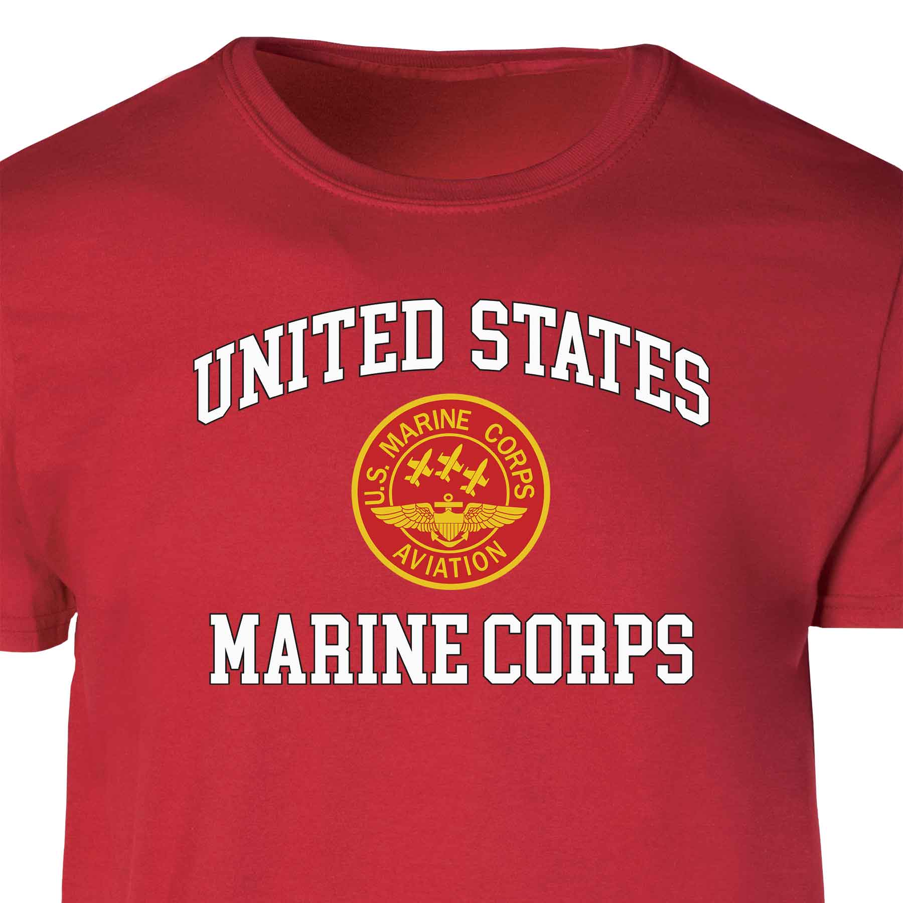 Red Marine Corps Aviation USMC Patch Graphic T-shirt - Image 4