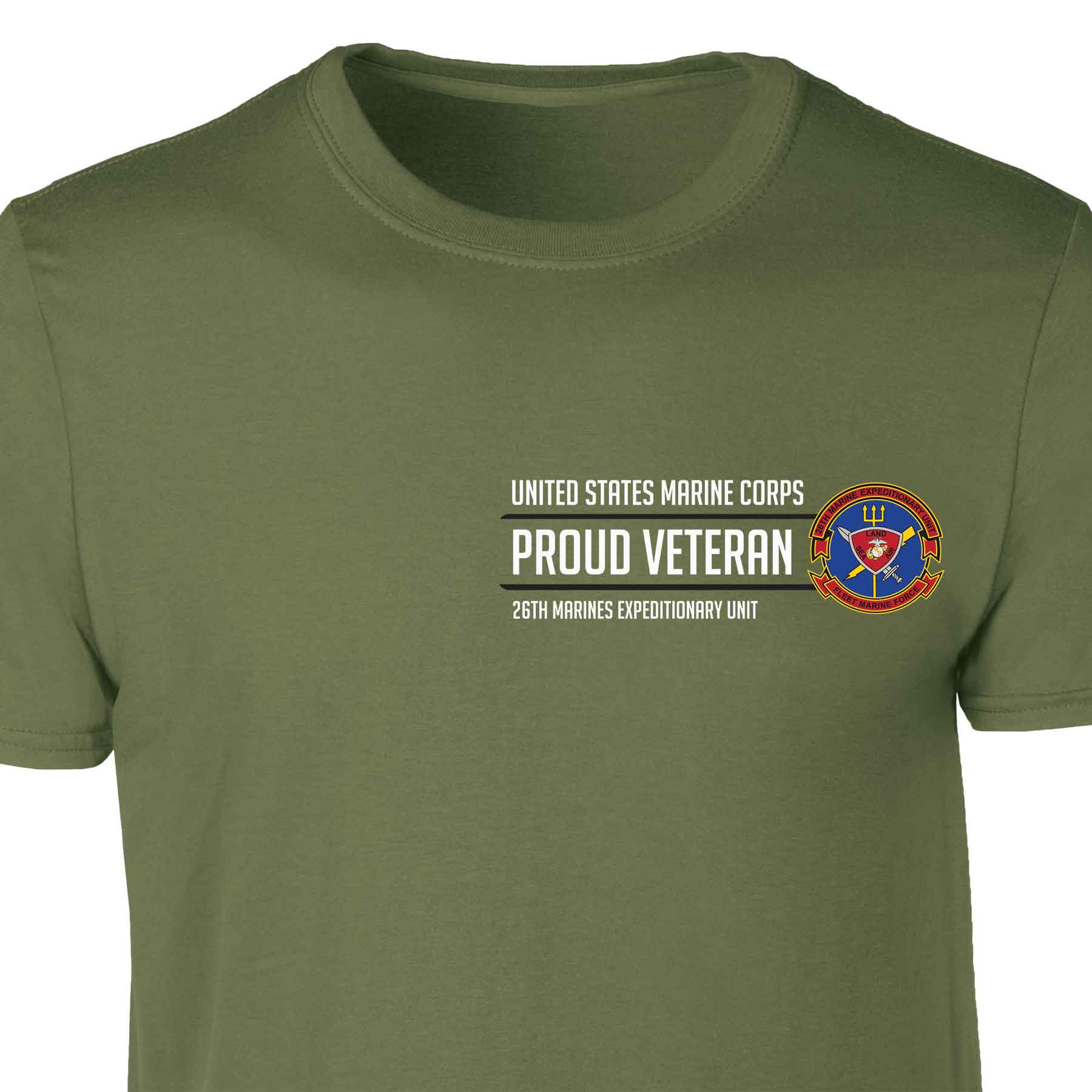 26th Marines Expeditionary Proud Veteran Patch Graphic T-shirt - Image 4