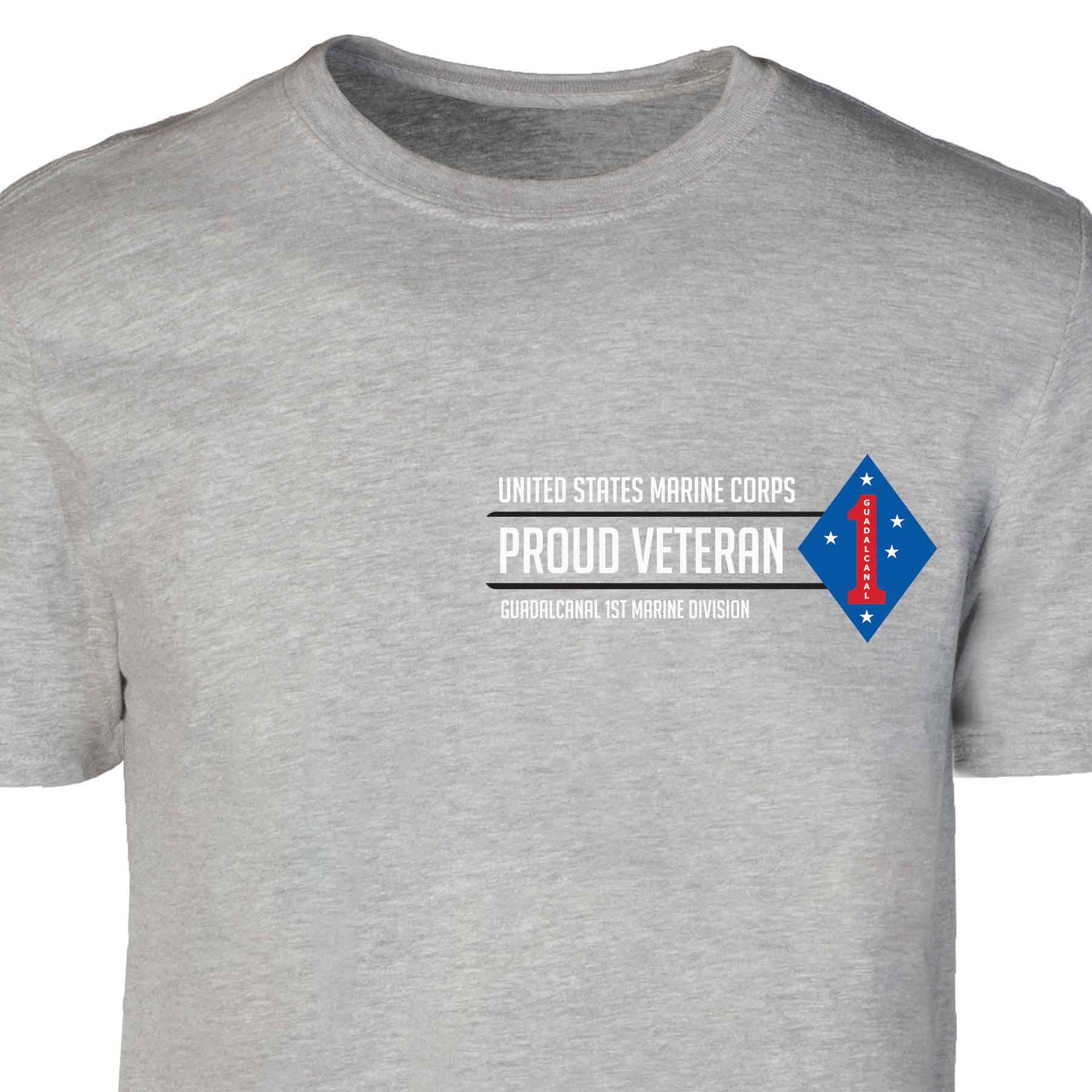 Guadalcanal 1st Marine Division Proud Veteran Patch Graphic T-shirt - Image 2