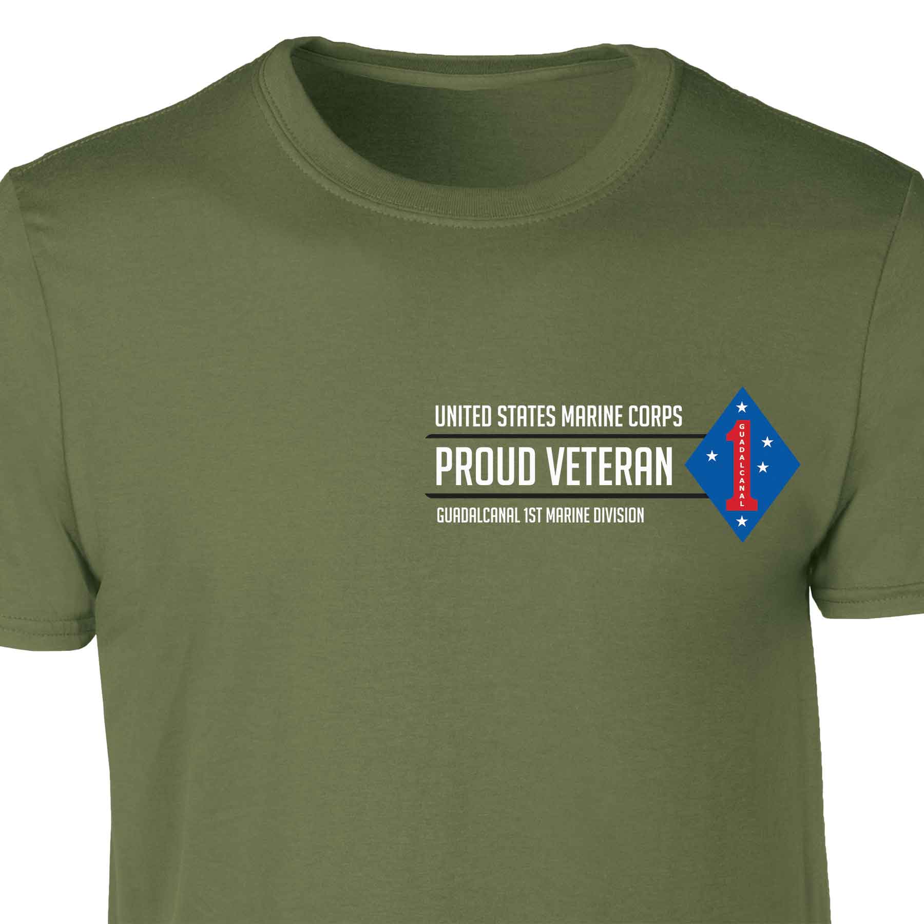 Guadalcanal 1st Marine Division Proud Veteran Patch Graphic T-shirt - Image 4