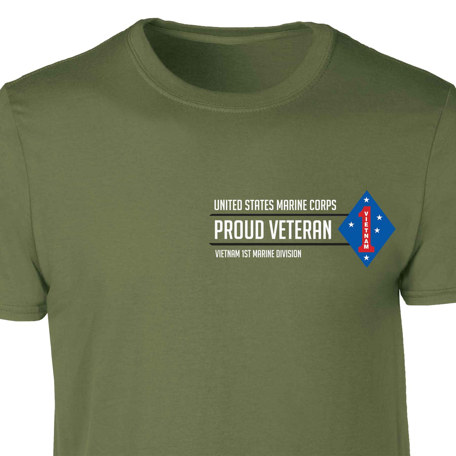 Vietnam 1st Marine Division Proud Veteran Patch Graphic T-shirt - Image 4