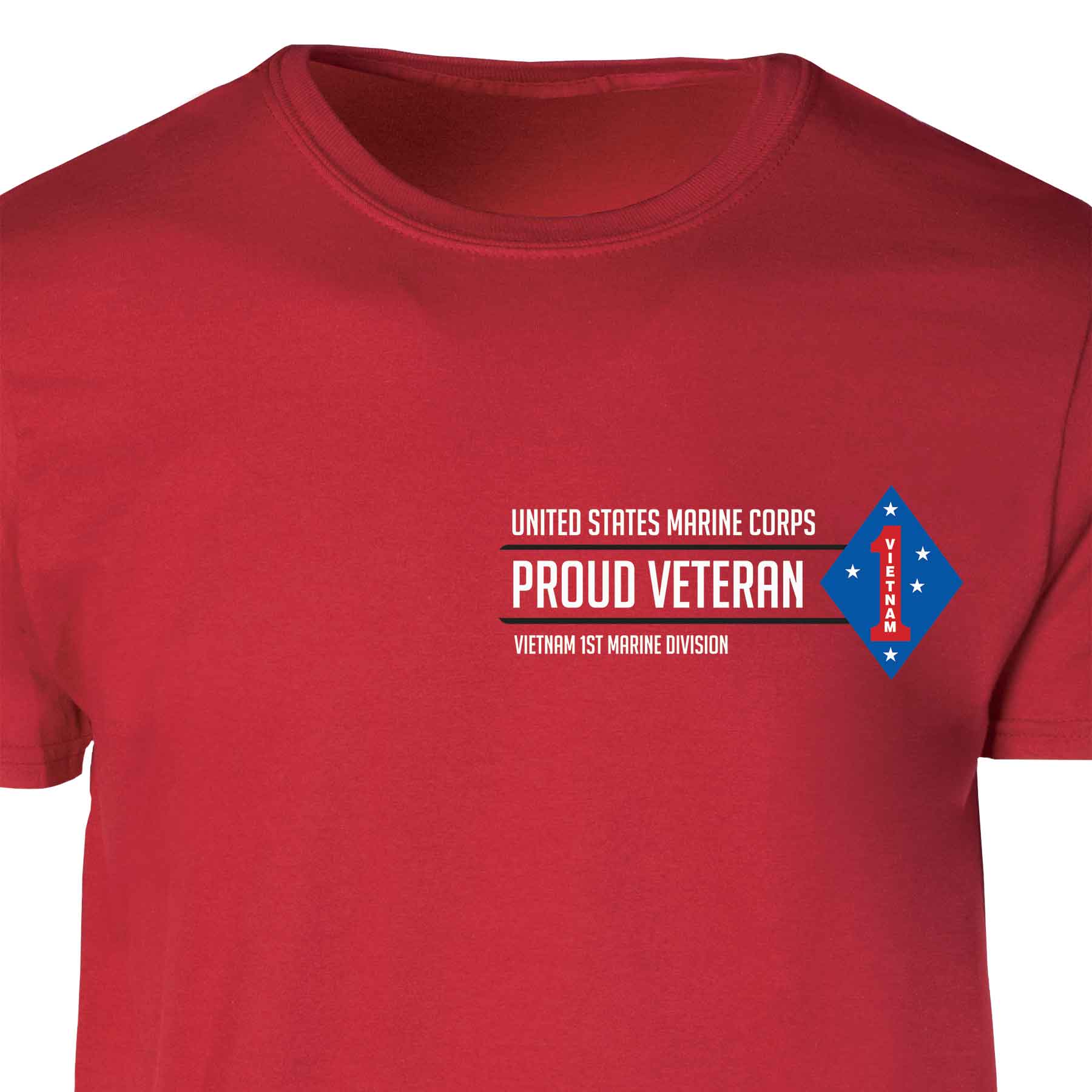Vietnam 1st Marine Division Proud Veteran Patch Graphic T-shirt - Image 5