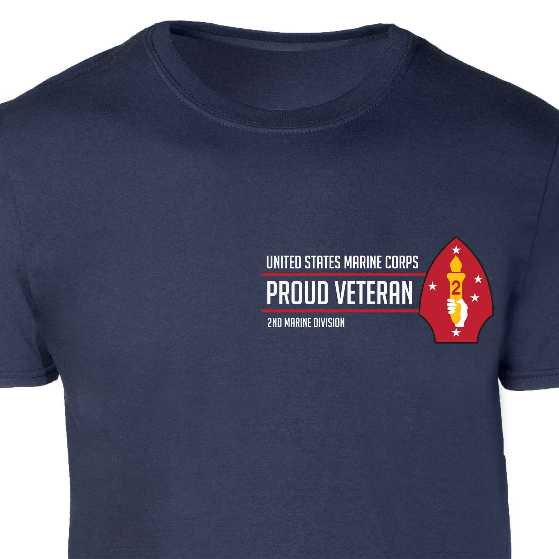 2nd Marine Division Proud Veteran Patch Graphic T-shirt - Image 3