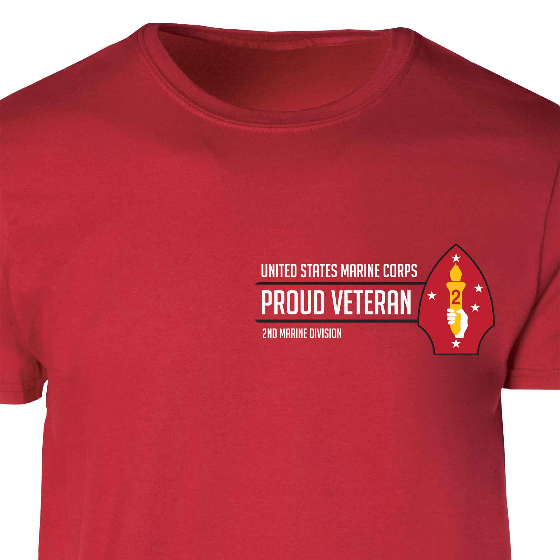 2nd Marine Division Proud Veteran Patch Graphic T-shirt - Image 5