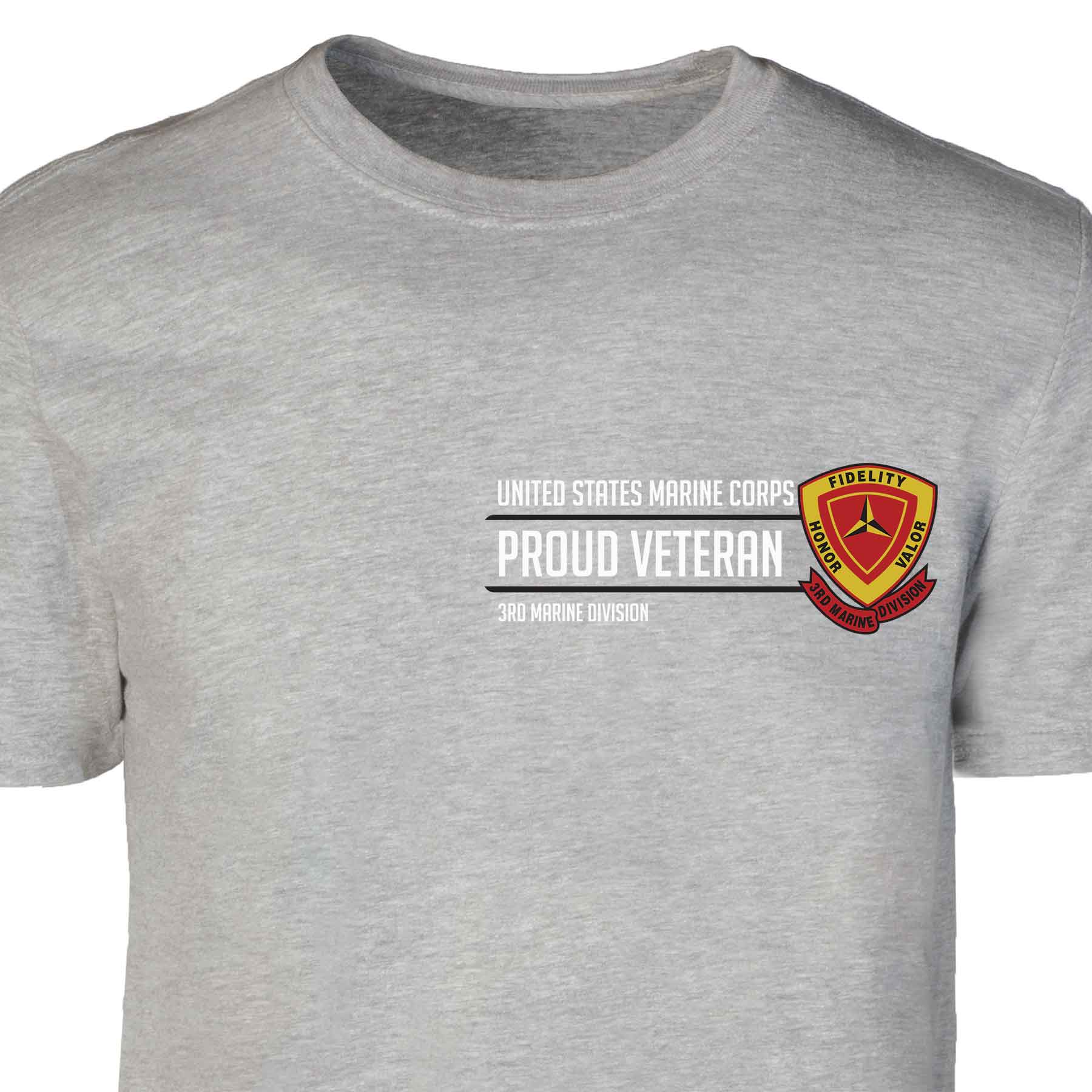 3rd Marine Division Proud Veteran Patch Graphic T-shirt - Image 3