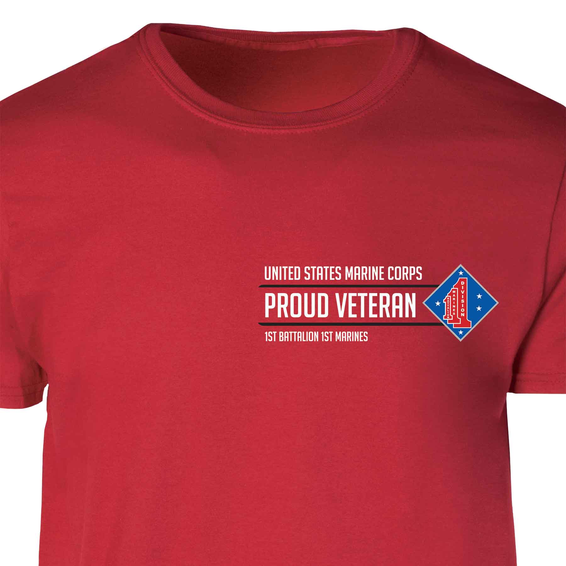 1st Battalion 1st Marines Proud Veteran Patch Graphic T-shirt - Image 5