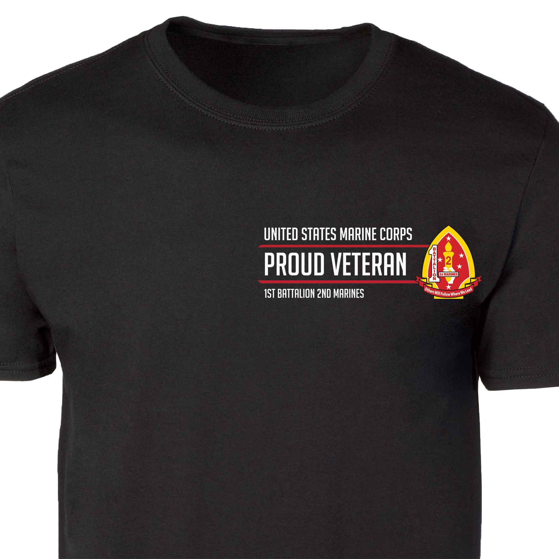 1st Battalion 2nd Marines Proud Veteran Patch Graphic T-shirt - Image 3