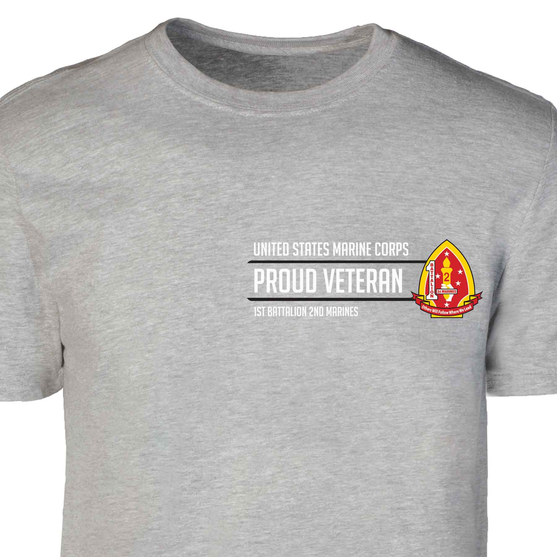 1st Battalion 2nd Marines Proud Veteran Patch Graphic T-shirt - Image 4