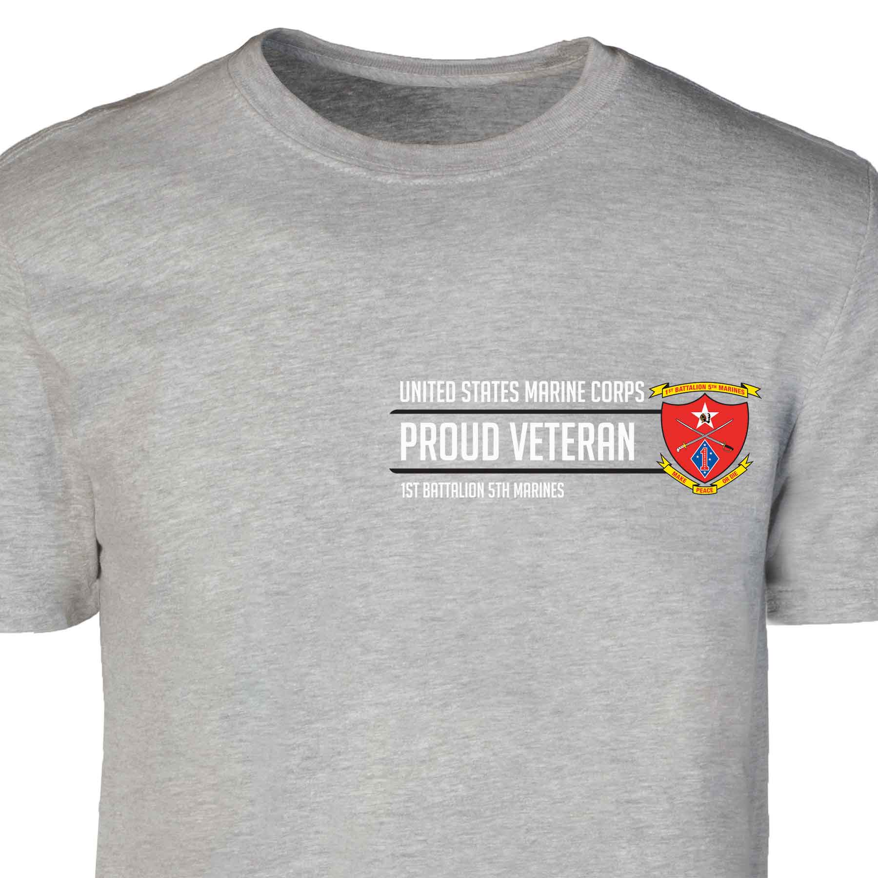 1st Battalion 5th Marines Proud Veteran Patch Graphic T-shirt - Image 2
