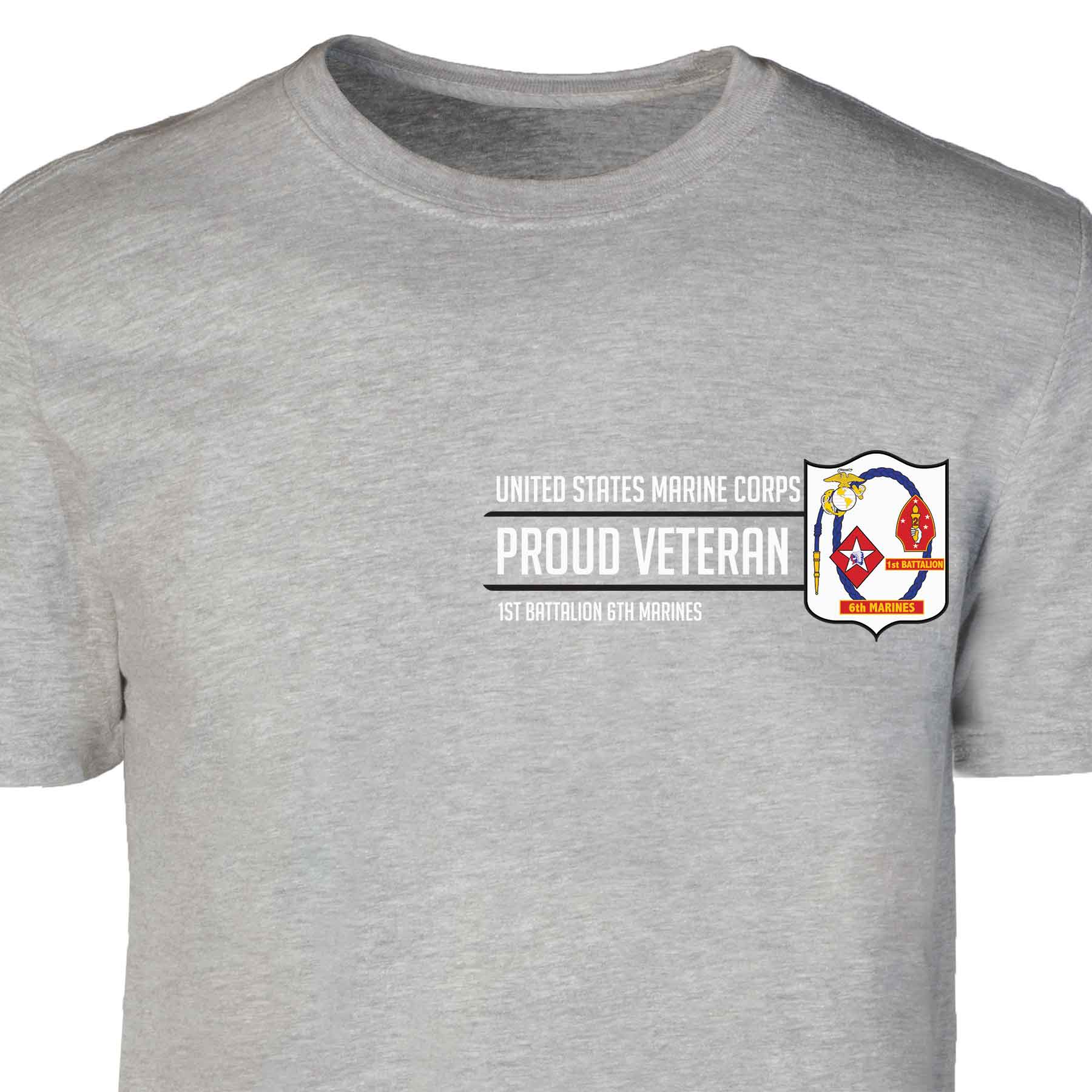 1st Battalion 6th Marines Proud Veteran Patch Graphic T-shirt - Image 2