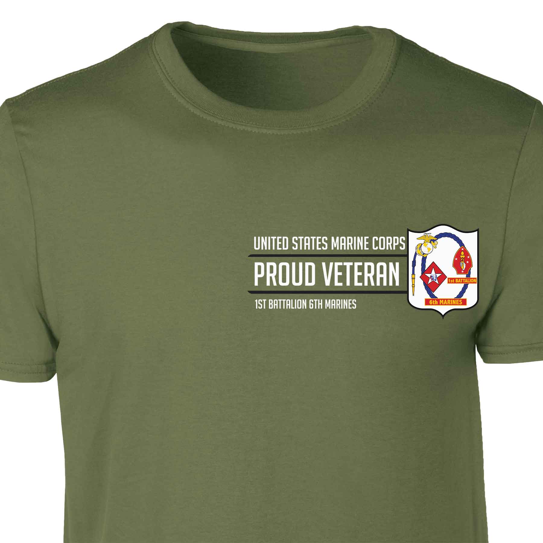 1st Battalion 6th Marines Proud Veteran Patch Graphic T-shirt - Image 4