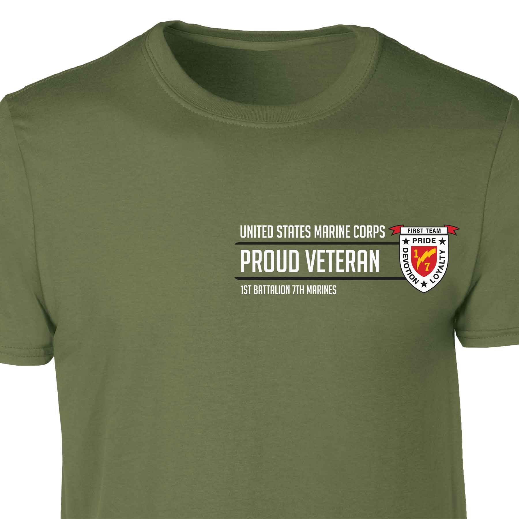 1st Battalion 7th Marines Proud Veteran Patch Graphic T-shirt - Image 4