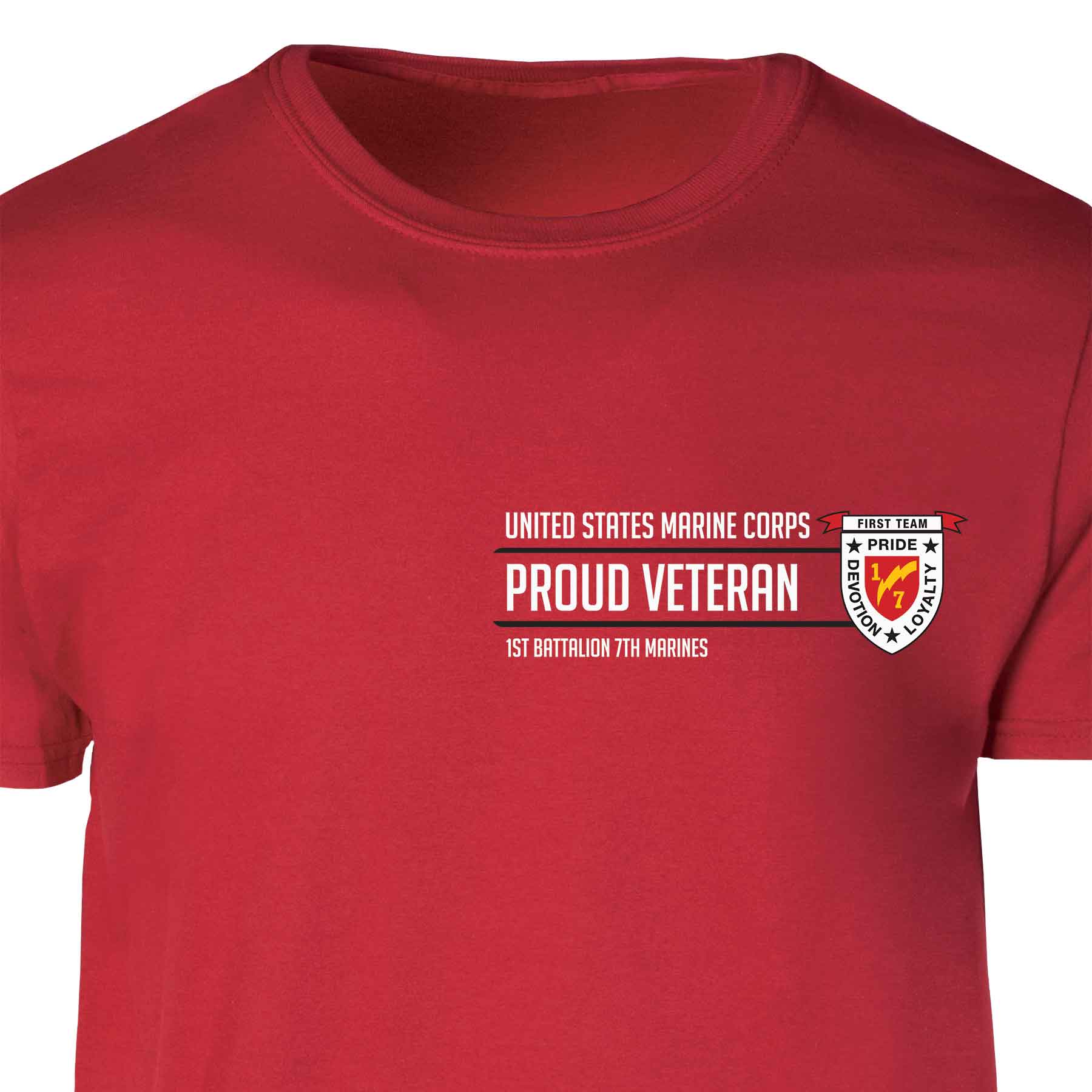 1st Battalion 7th Marines Proud Veteran Patch Graphic T-shirt - Image 5