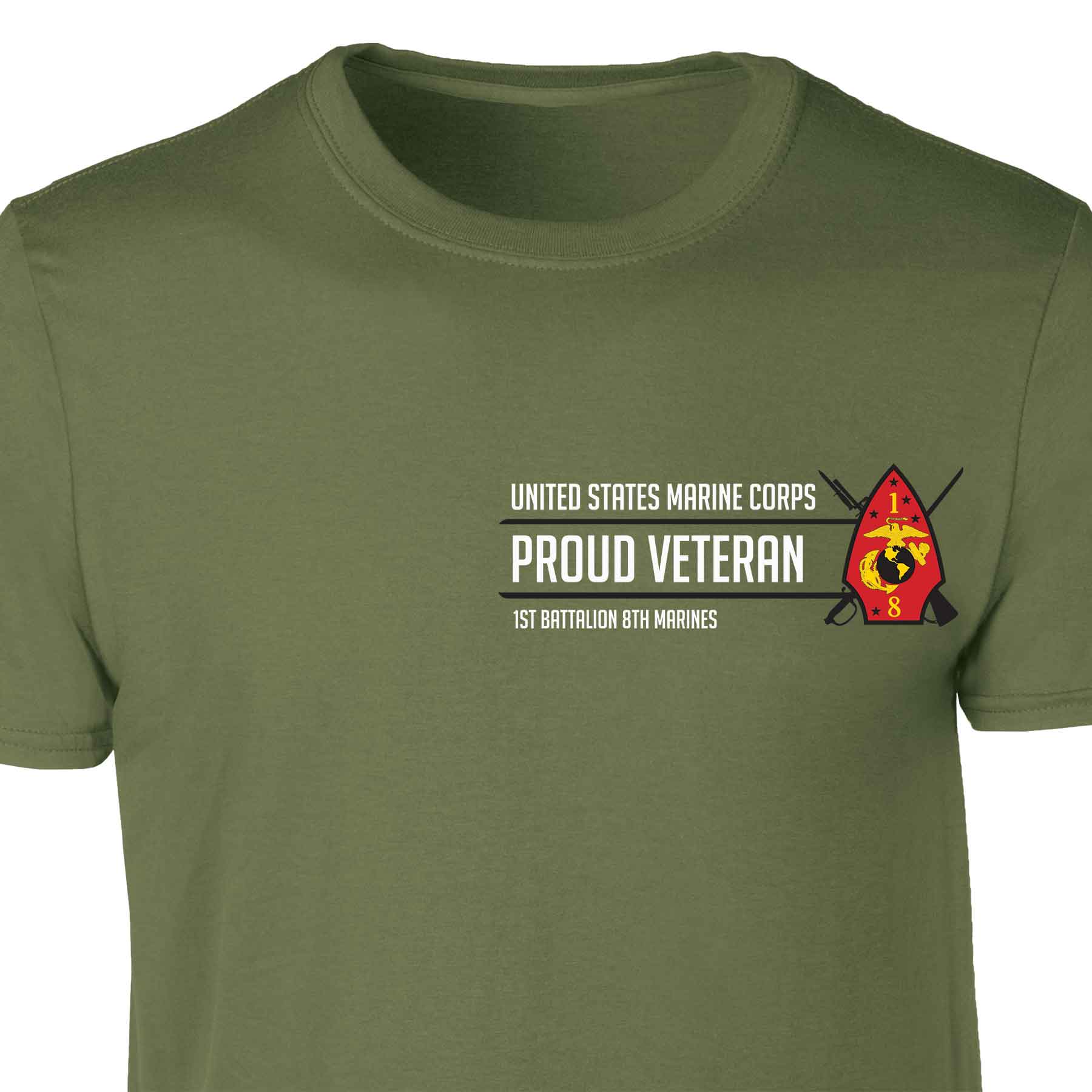 1st Battalion 8th Marines Proud Veteran Patch Graphic T-shirt - Image 4
