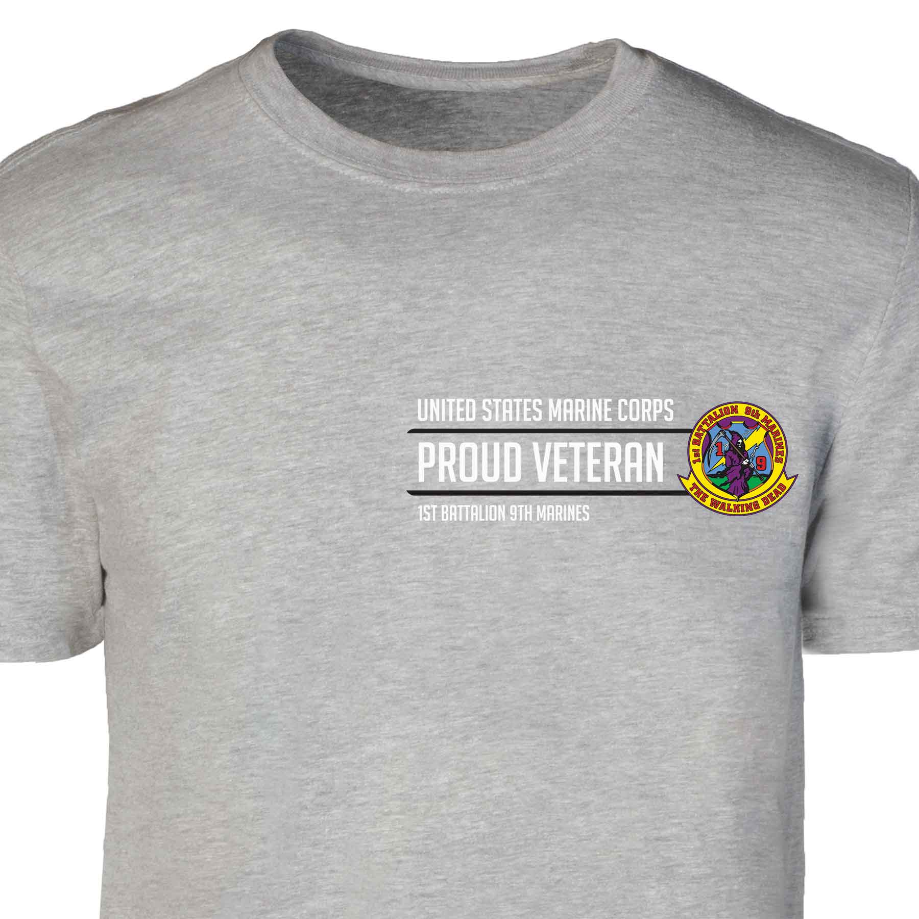 1st Battalion 9th Marines Proud Veteran Patch Graphic T-shirt - Image 2