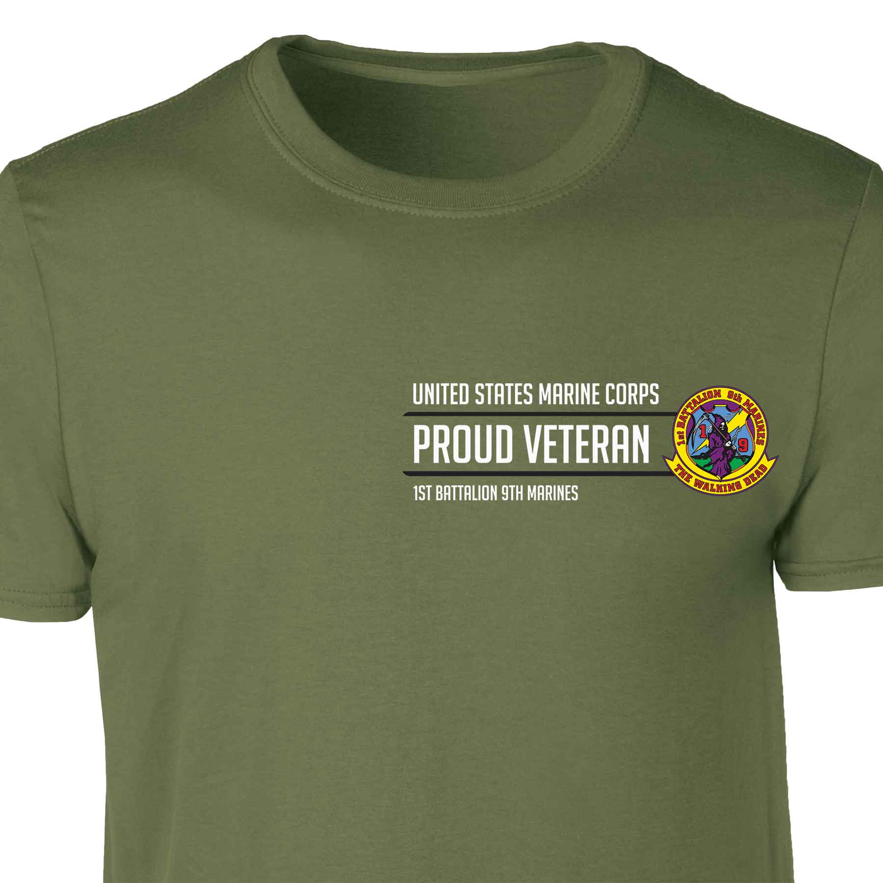 1st Battalion 9th Marines Proud Veteran Patch Graphic T-shirt - Image 4