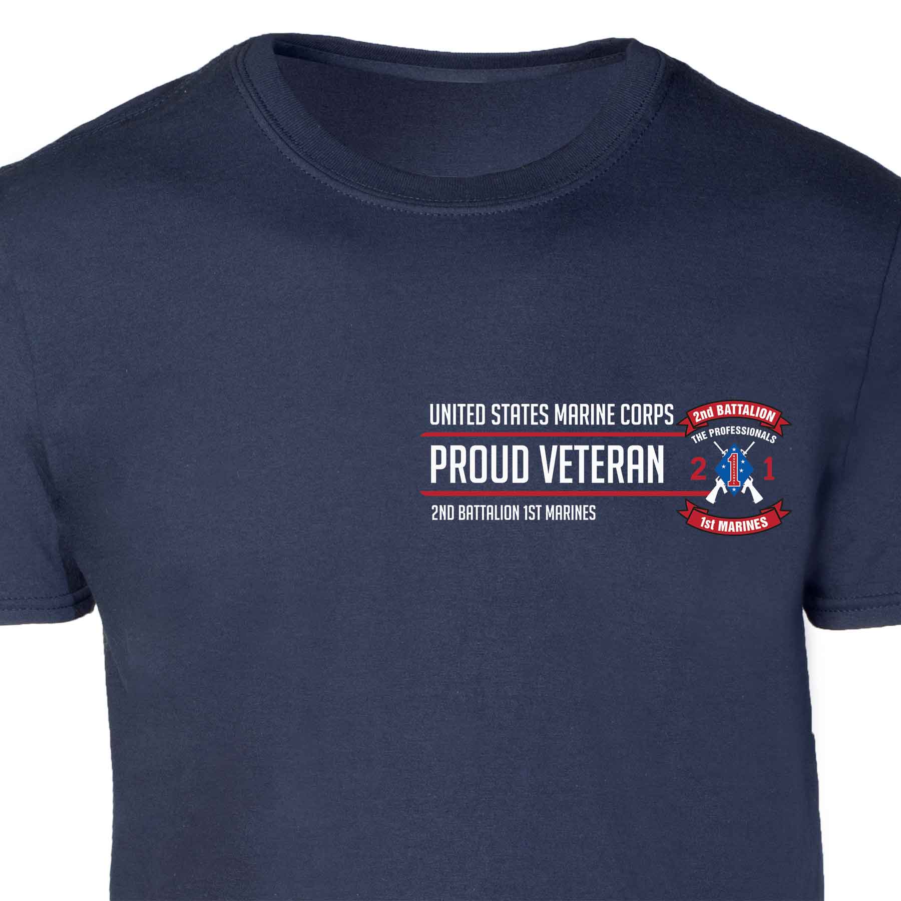 2nd Battalion 1st Marines Proud Veteran Patch Graphic T-shirt - Image 3