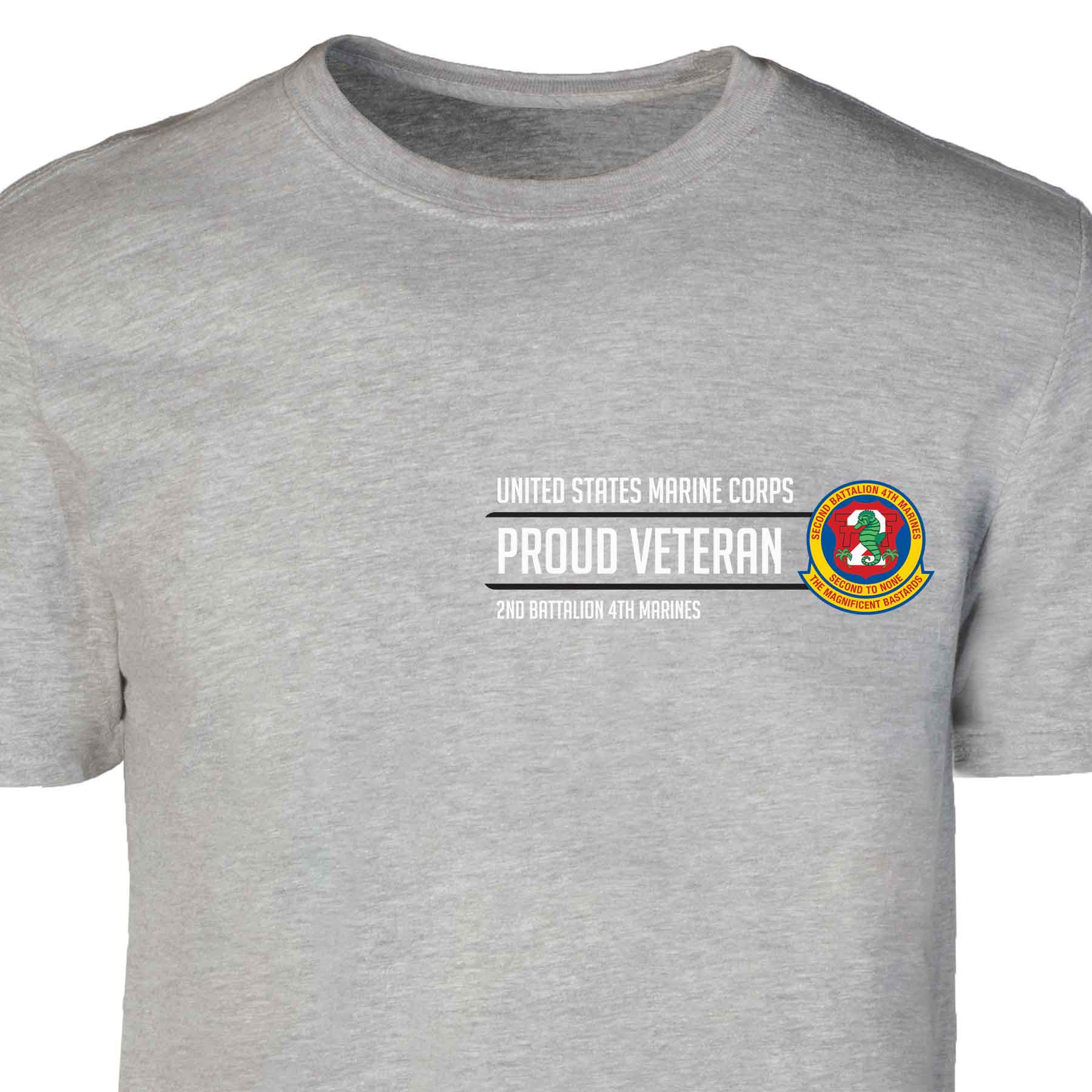 2nd Battalion 4th Marines Proud Veteran Patch Graphic T-shirt - Image 2
