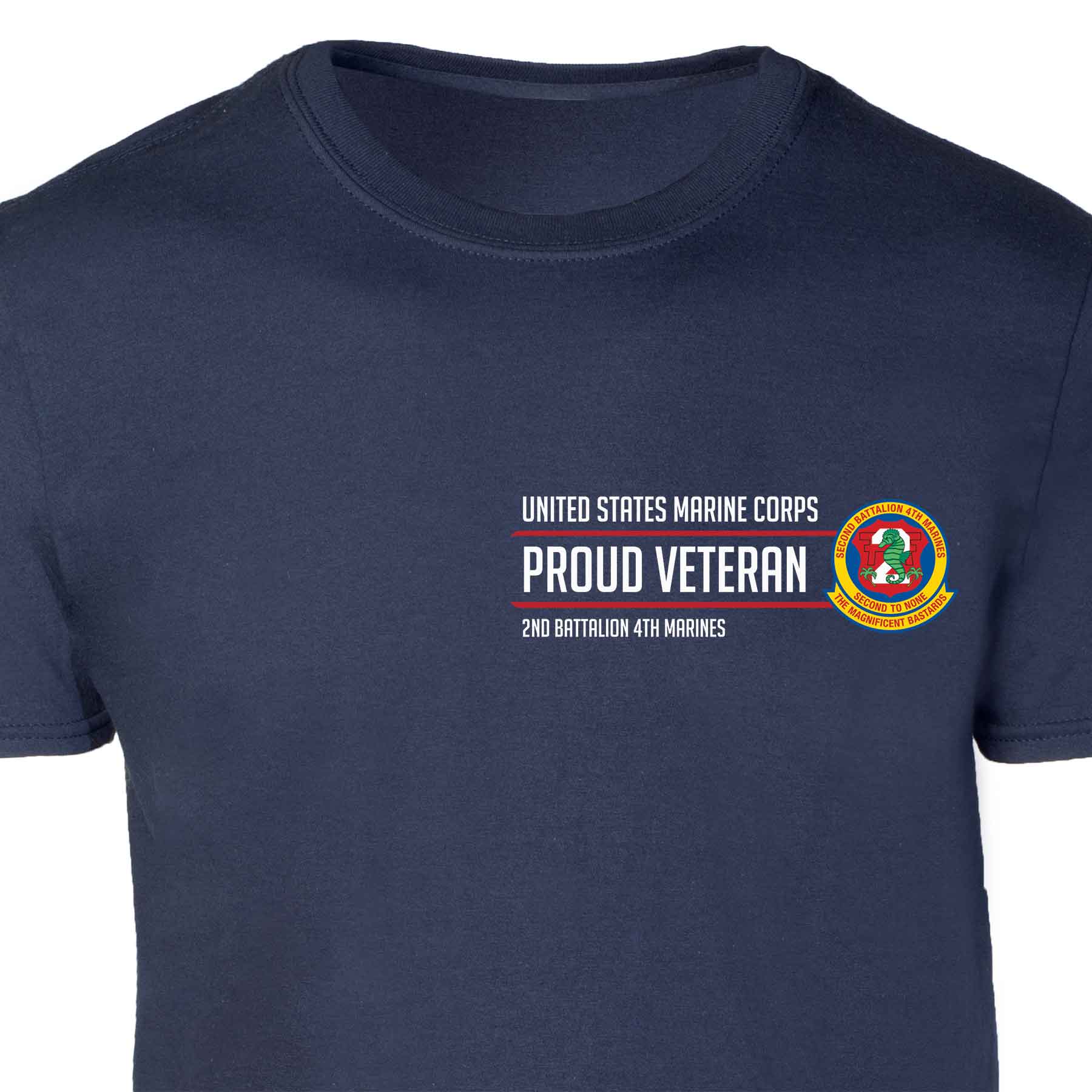 2nd Battalion 4th Marines Proud Veteran Patch Graphic T-shirt - Image 3