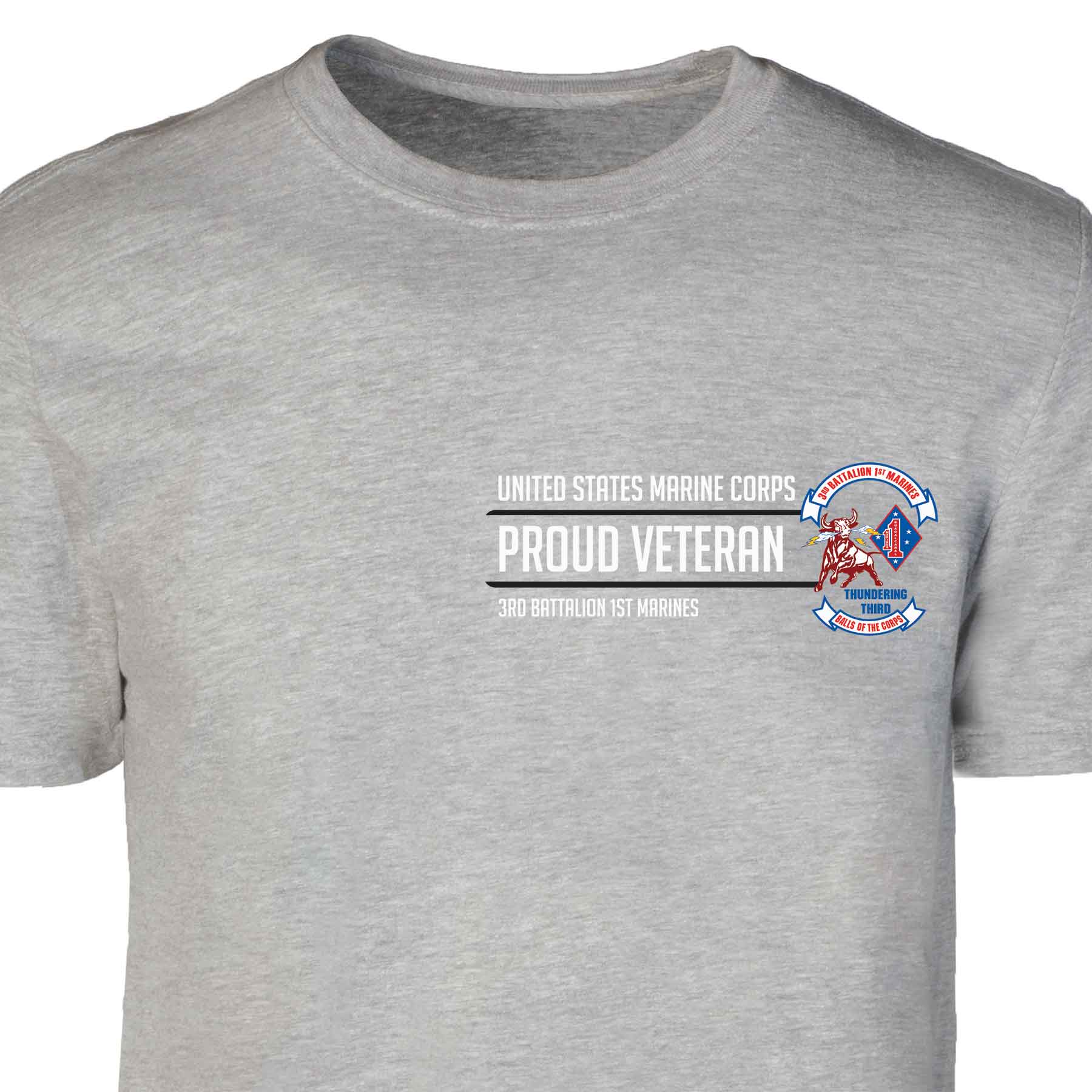 3rd Battalion 1st Marines Proud Veteran Patch Graphic T-shirt - Image 2